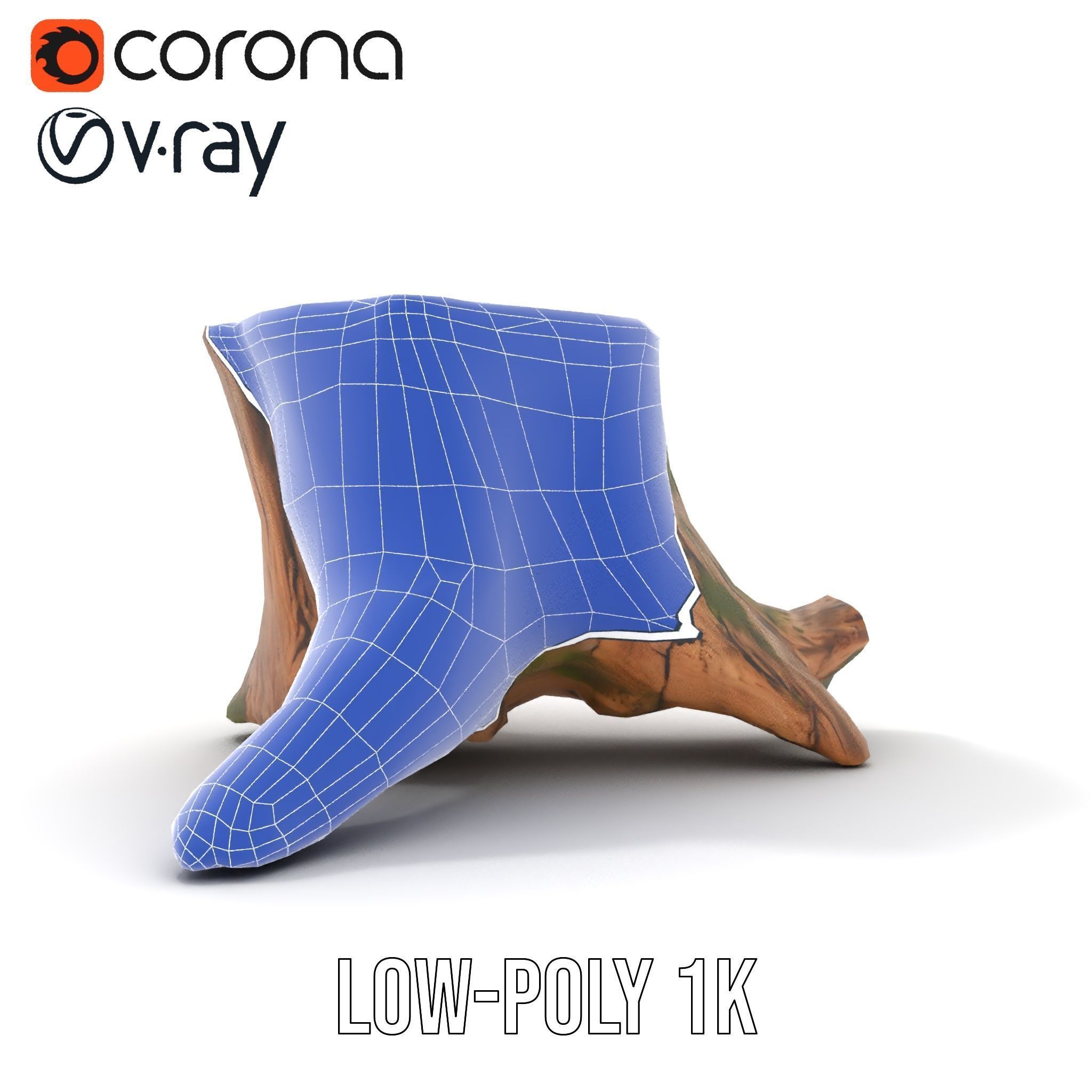 Realistic Tree Stump with Moss Model Pack Low-poly 3D model_21