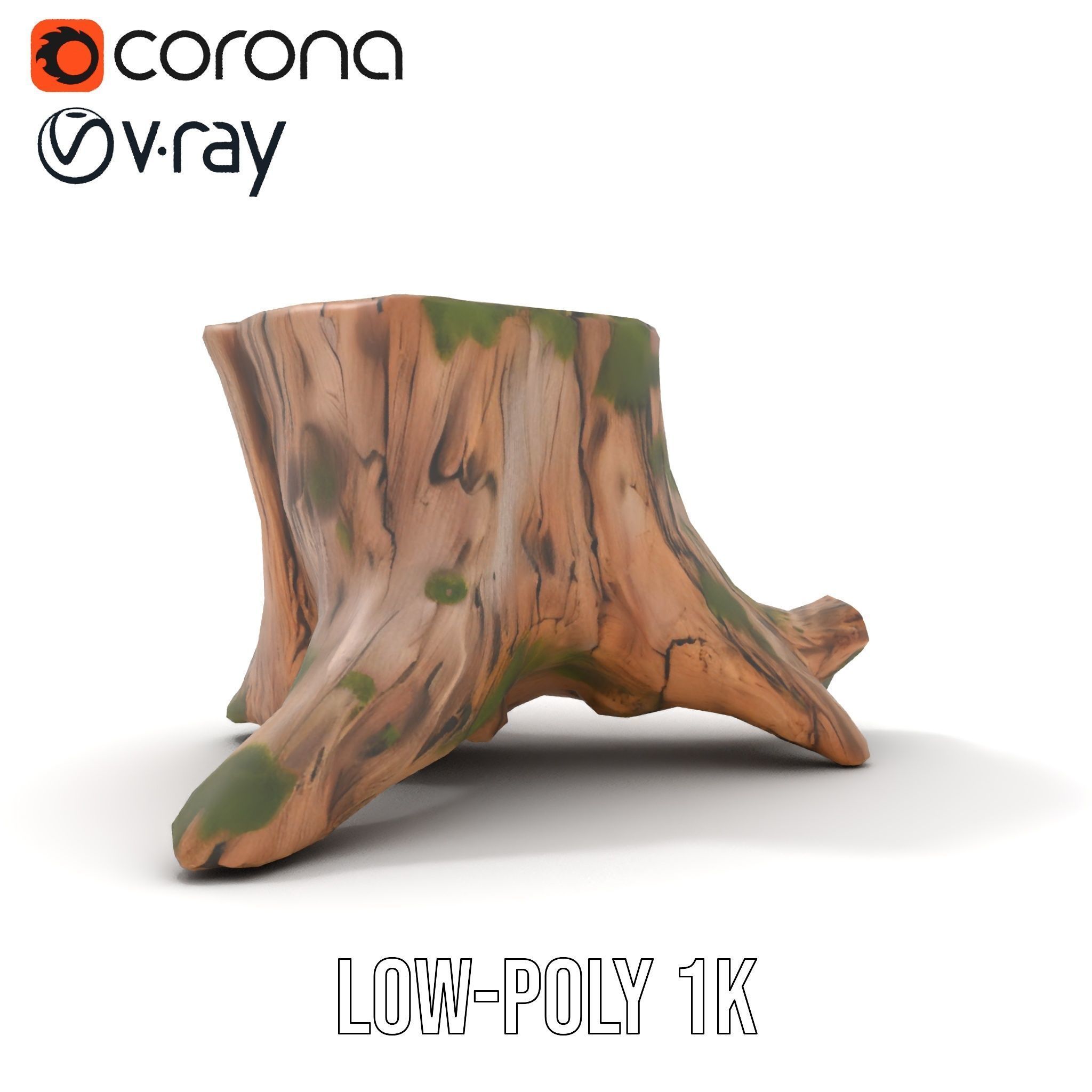 Realistic Tree Stump with Moss Model Pack Low-poly 3D model_7