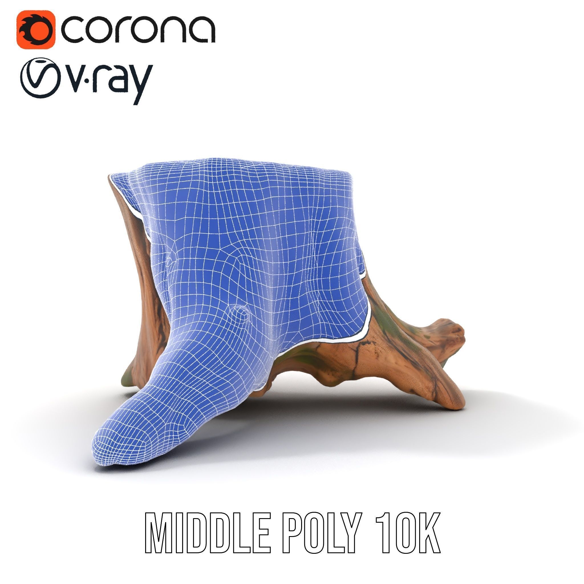 Realistic Tree Stump with Moss Model Pack Low-poly 3D model_26