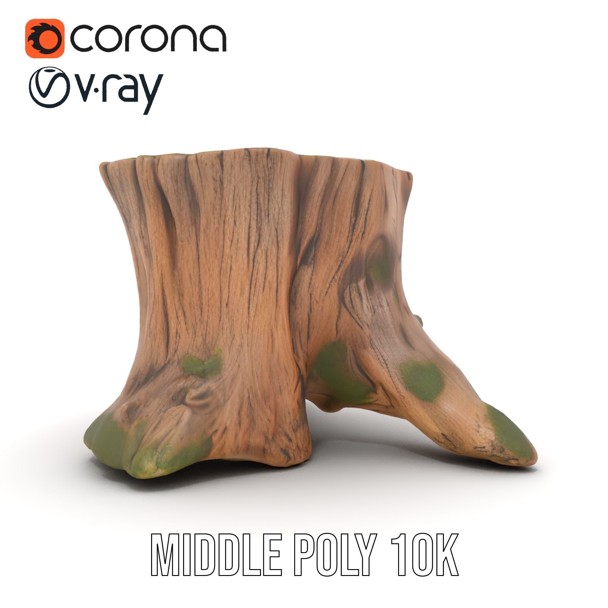 Realistic Tree Stump with Moss Model Pack Low-poly 3D model_6