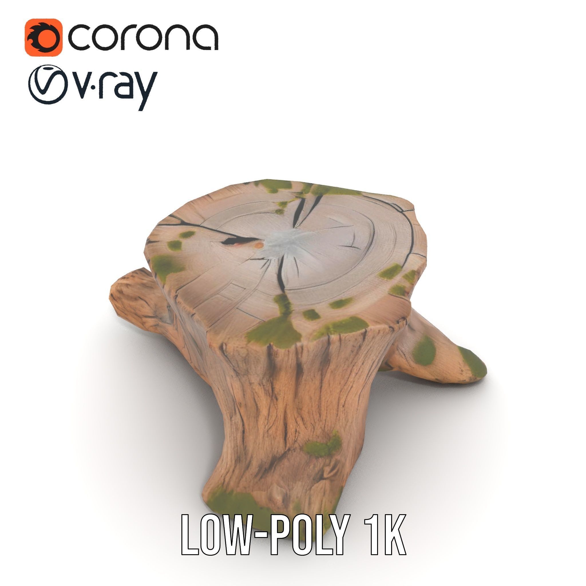 Realistic Tree Stump with Moss Model Pack Low-poly 3D model_12