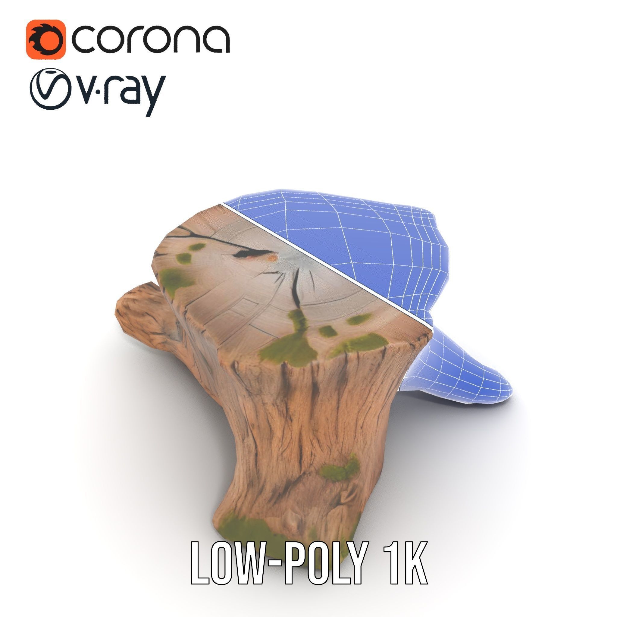 Realistic Tree Stump with Moss Model Pack Low-poly 3D model_27