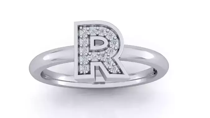 Alphabet ring letter R 3D print model