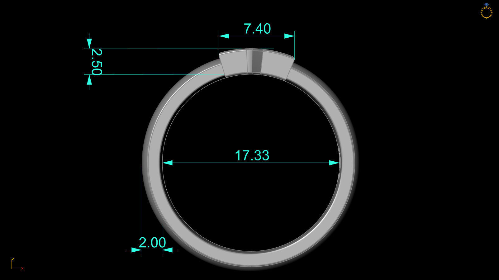 Alphabet ring letter R 3D print model_4