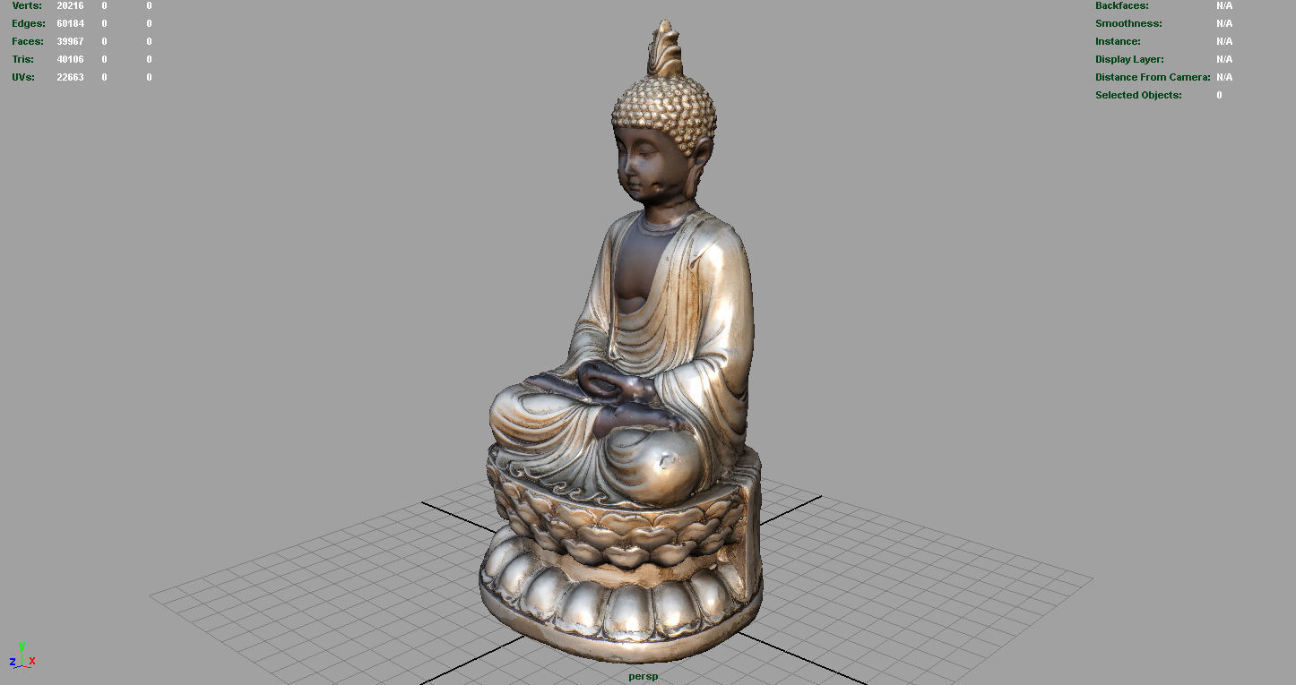 BUDDHA statue Low-poly 3D model_7