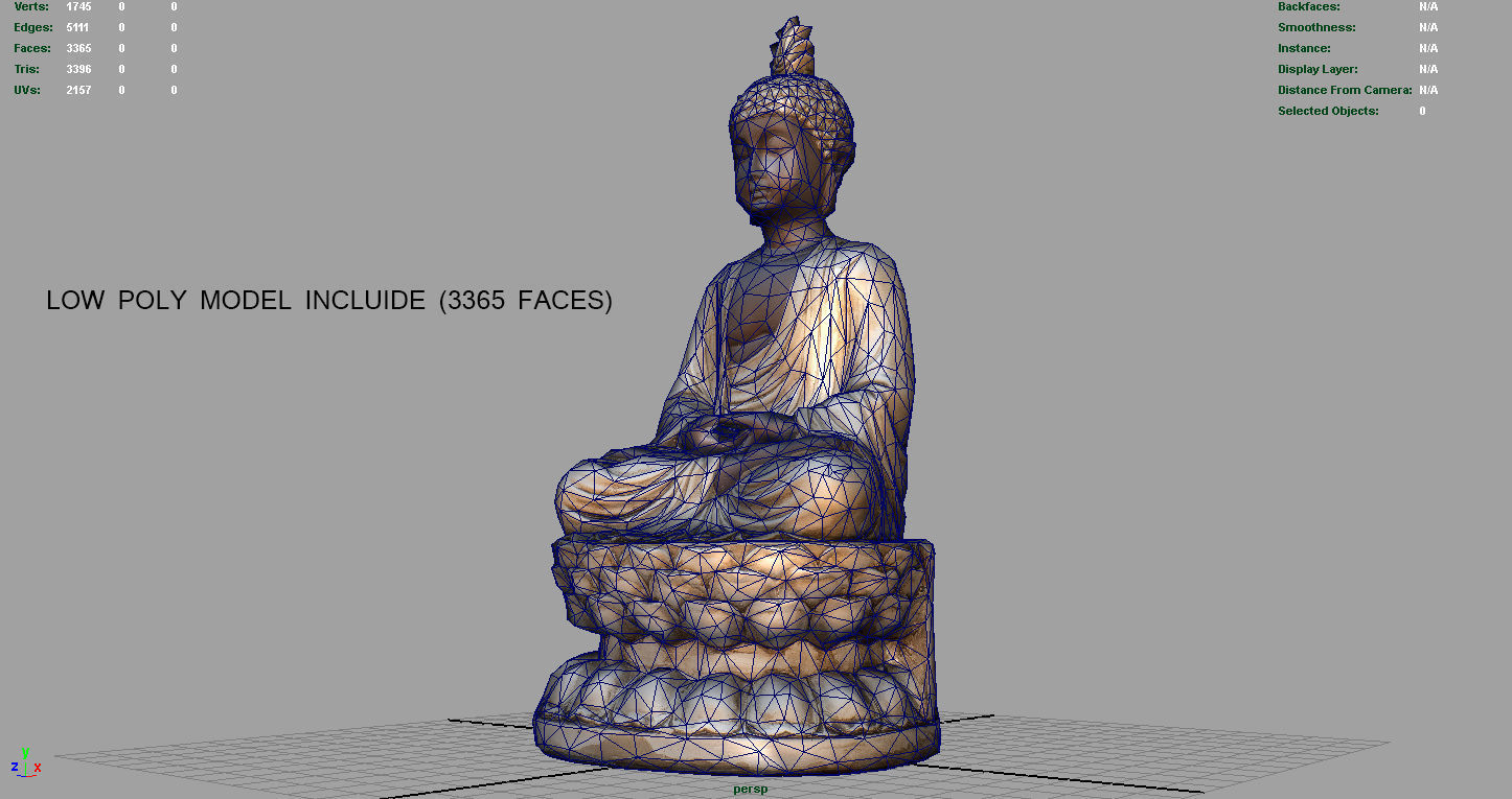 BUDDHA statue Low-poly 3D model_14