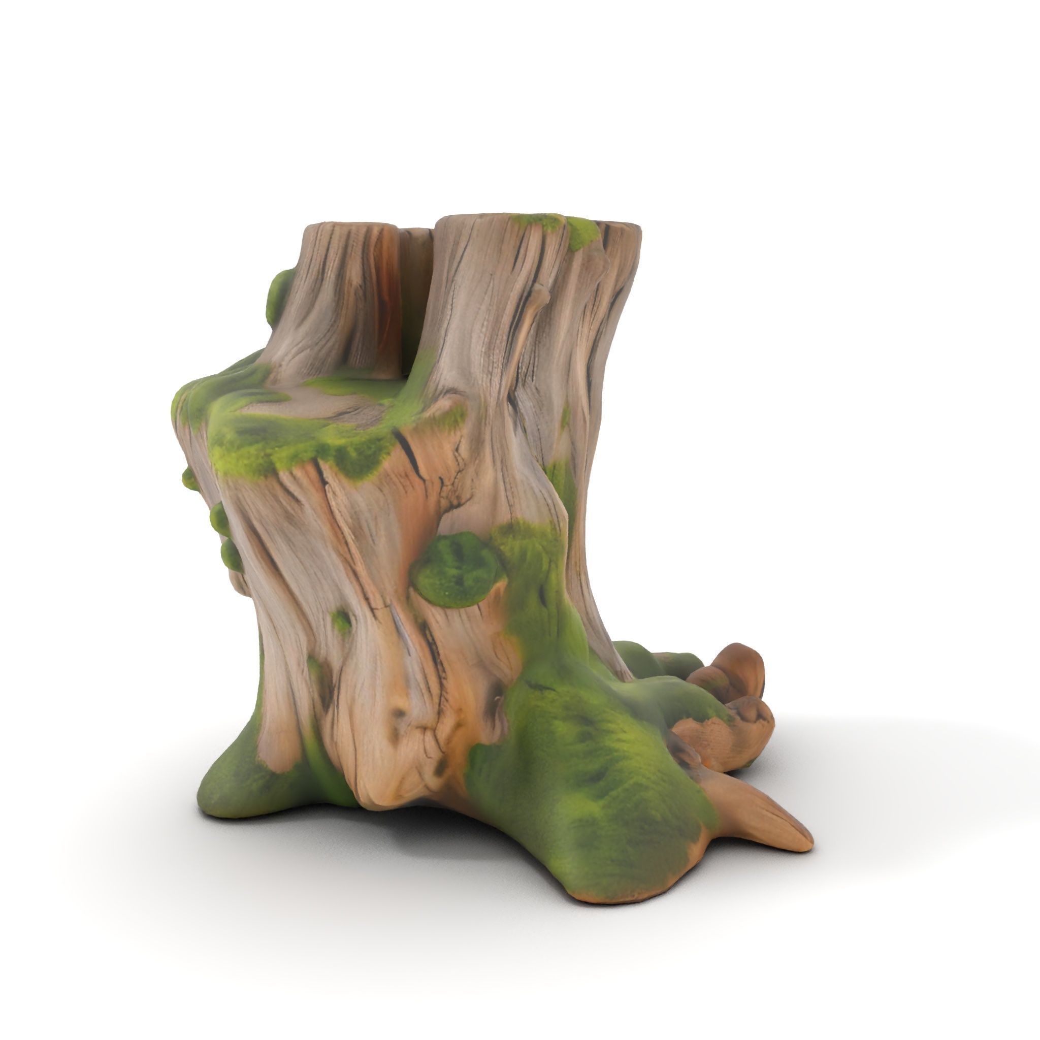 Realistic Mossy Tree Stump Model Pack Low-poly 3D model_5