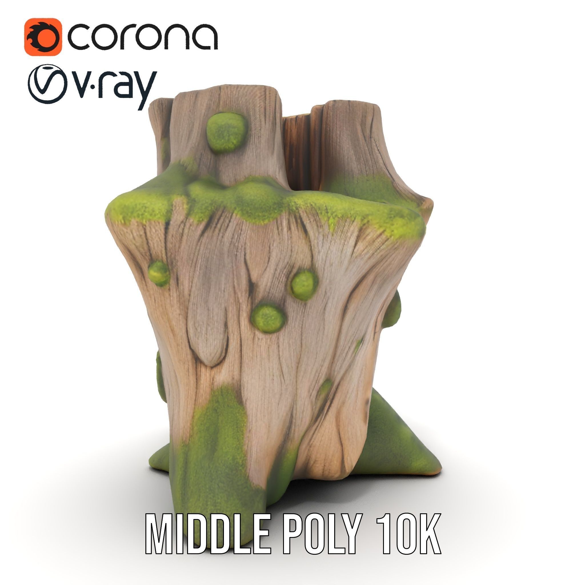Realistic Mossy Tree Stump Model Pack Low-poly 3D model_16