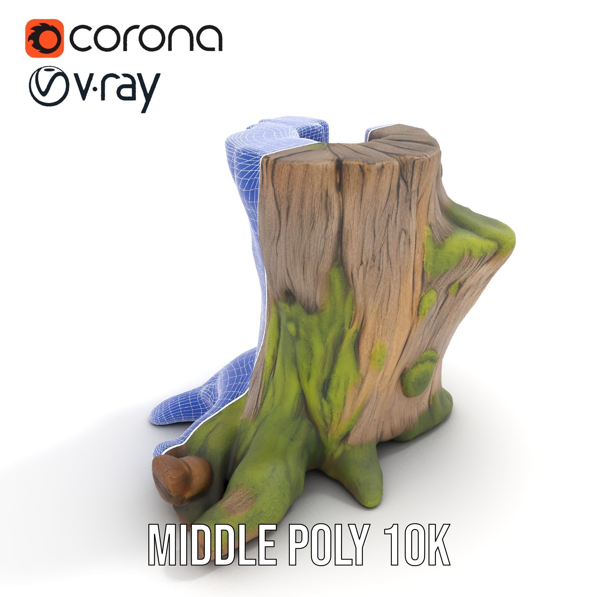 Realistic Mossy Tree Stump Model Pack Low-poly 3D model_21