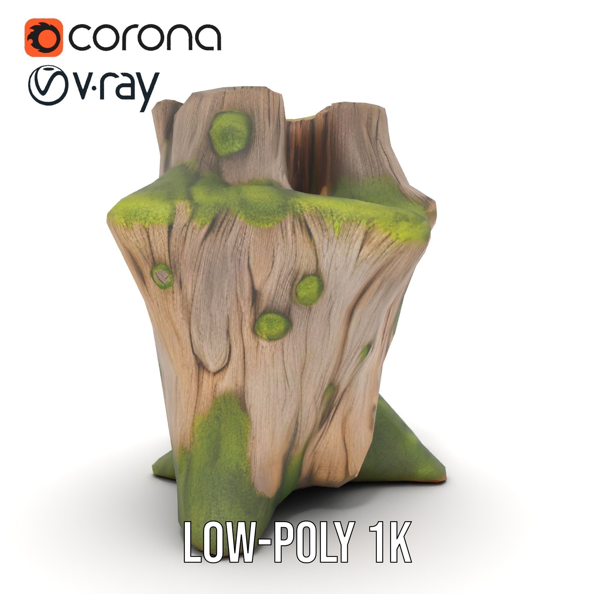 Realistic Mossy Tree Stump Model Pack Low-poly 3D model_19