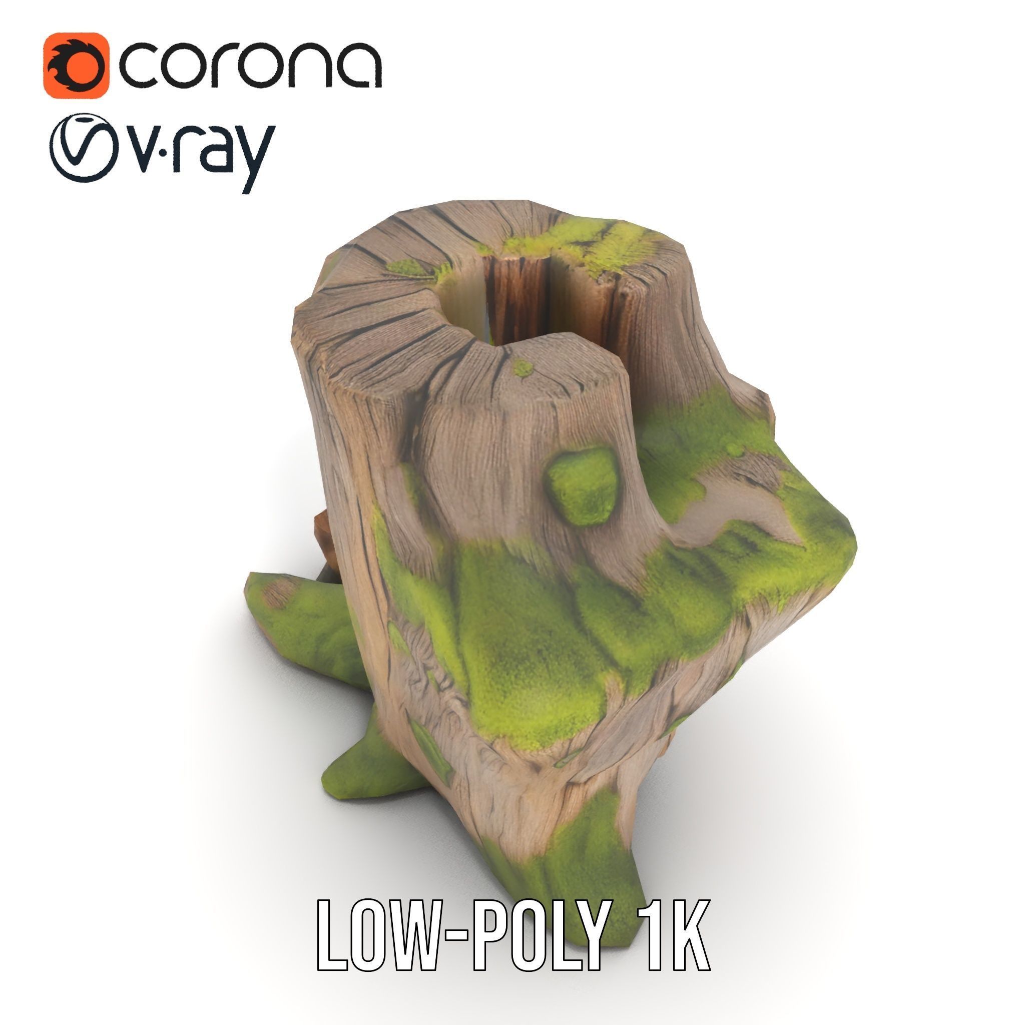 Realistic Mossy Tree Stump Model Pack Low-poly 3D model_22