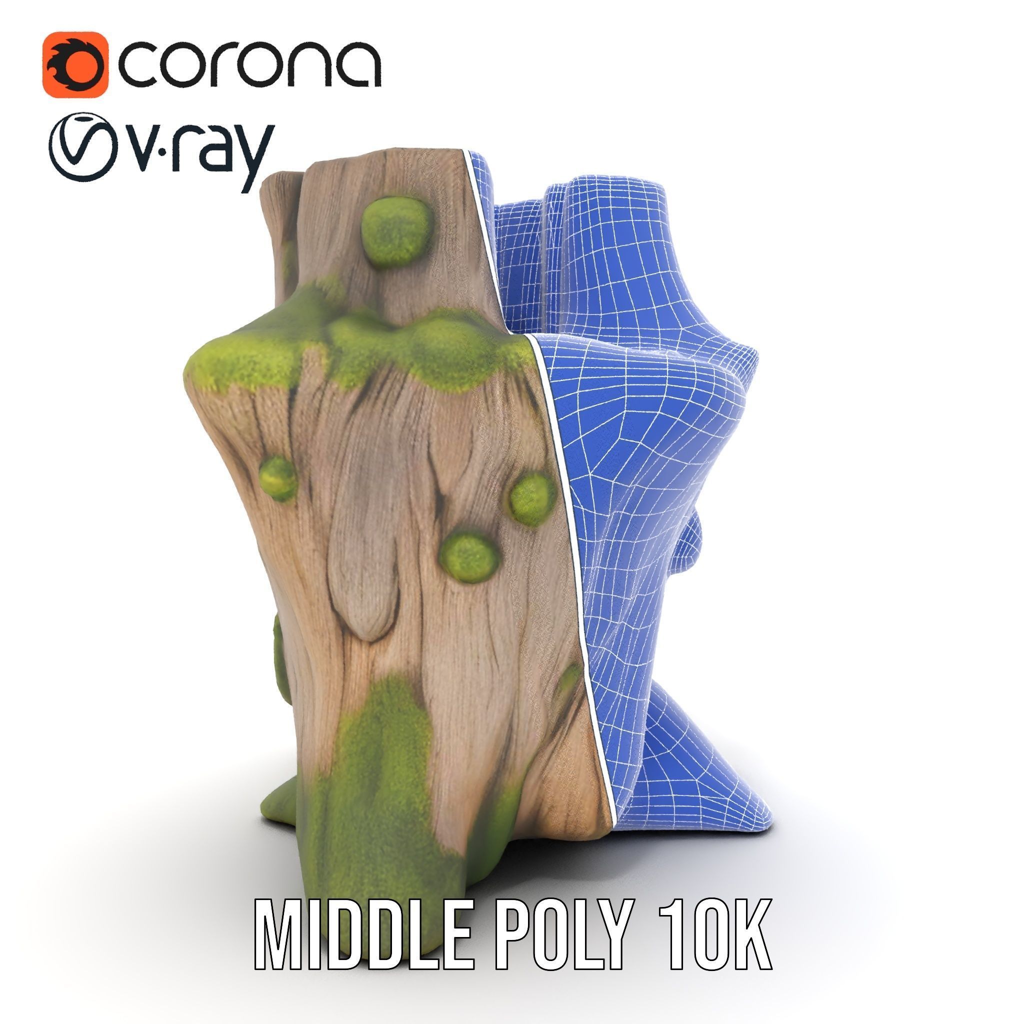 Realistic Mossy Tree Stump Model Pack Low-poly 3D model_29