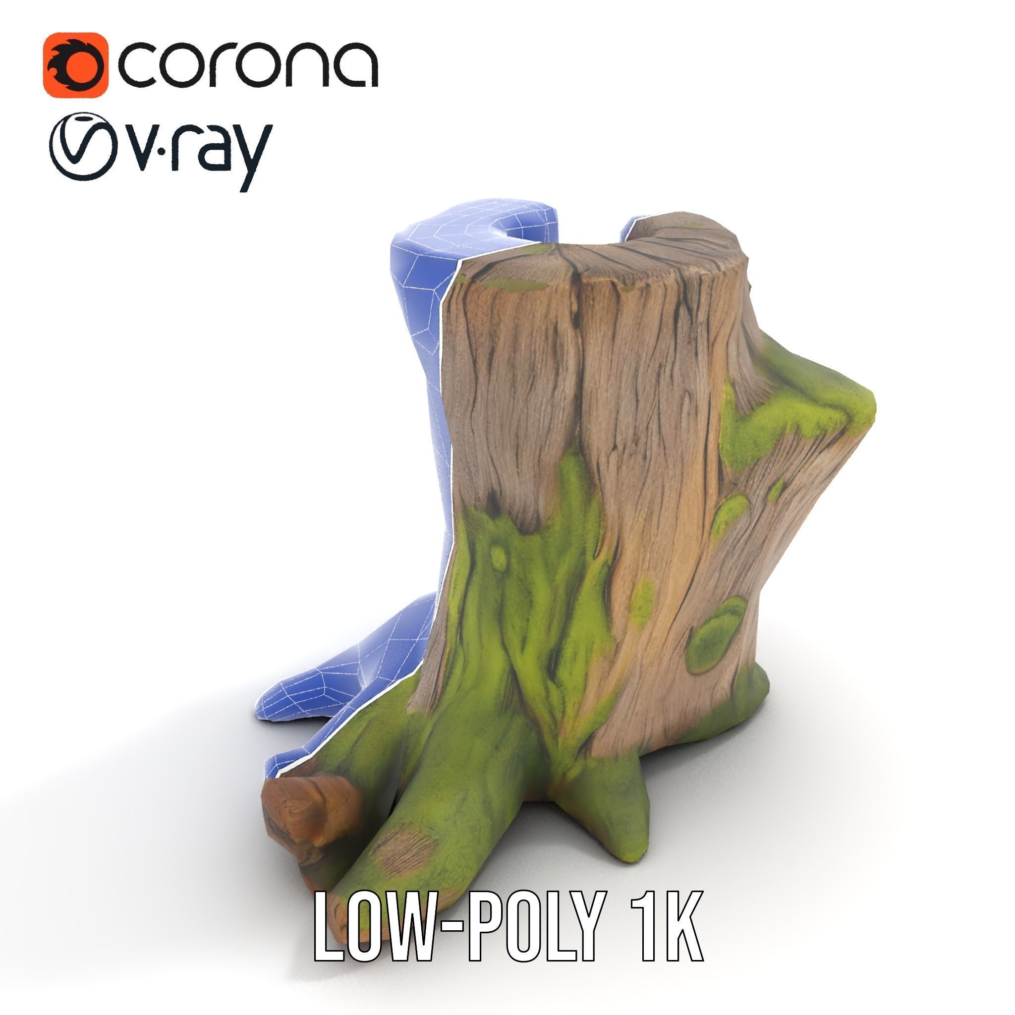 Realistic Mossy Tree Stump Model Pack Low-poly 3D model_17