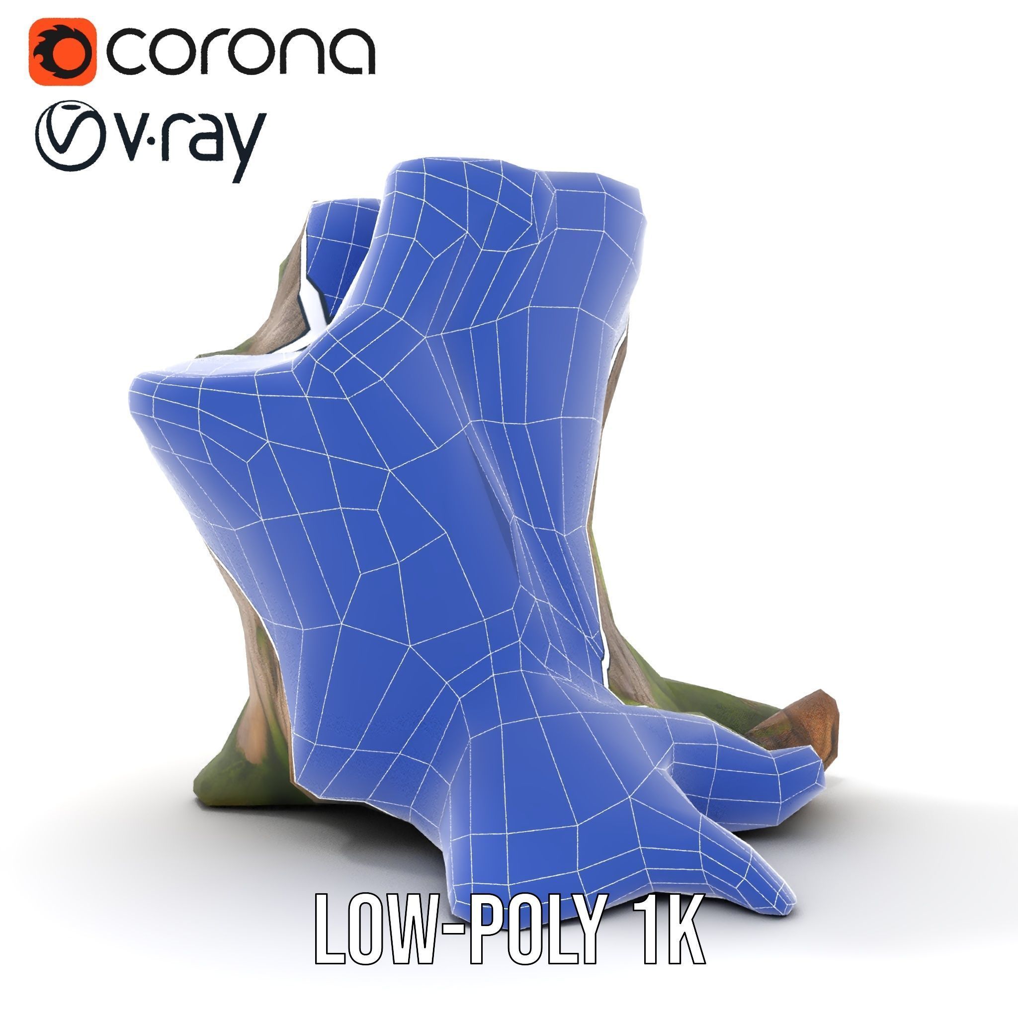 Realistic Mossy Tree Stump Model Pack Low-poly 3D model_27