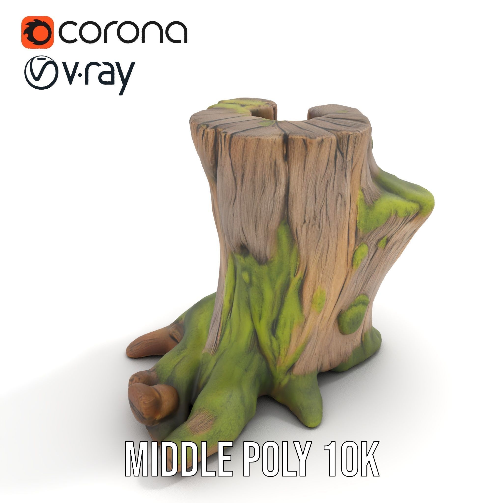 Realistic Mossy Tree Stump Model Pack Low-poly 3D model_11