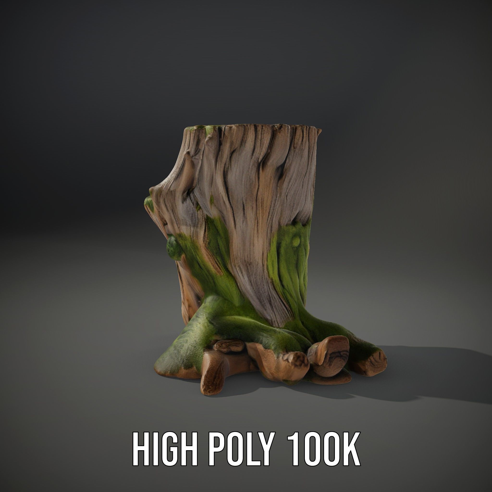 Realistic Mossy Tree Stump Model Pack Low-poly 3D model_10
