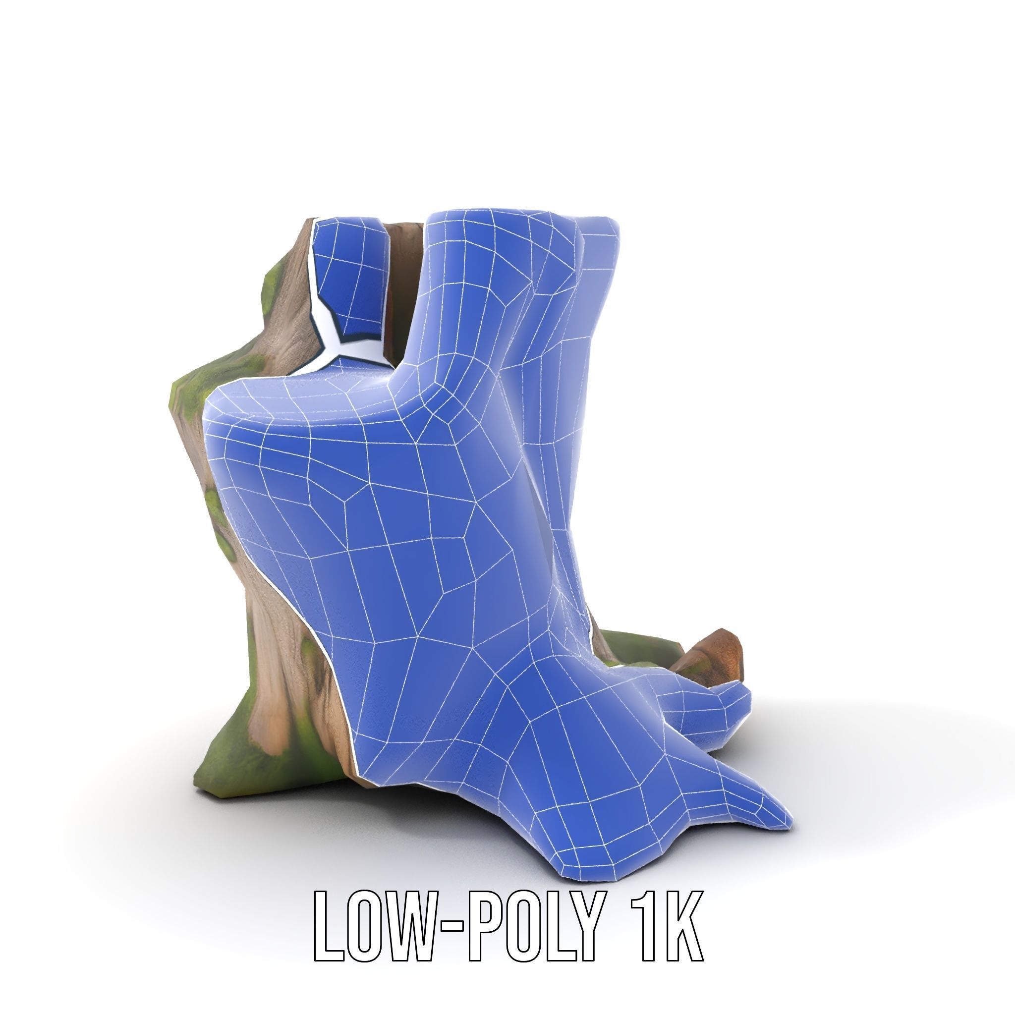 Realistic Mossy Tree Stump Model Pack Low-poly 3D model_9