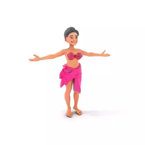Animated Island Girl Character Rigged and Animated for Games