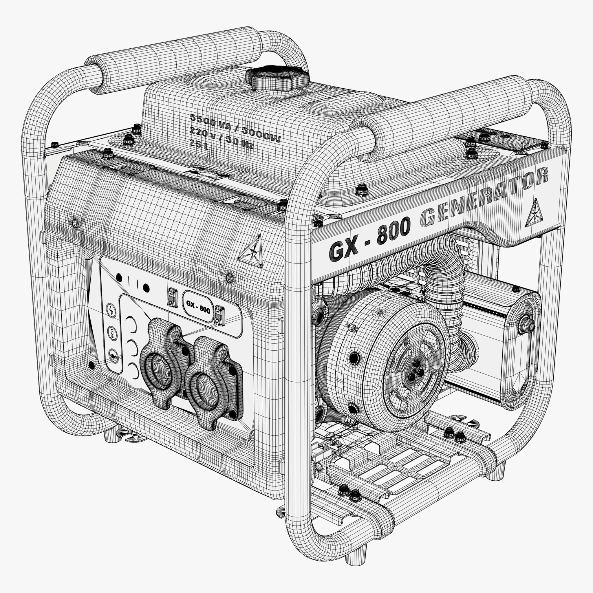Portable Power Electric Generator GX800 3D model_8