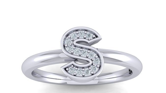 Alphabet ring letter S 3D print model