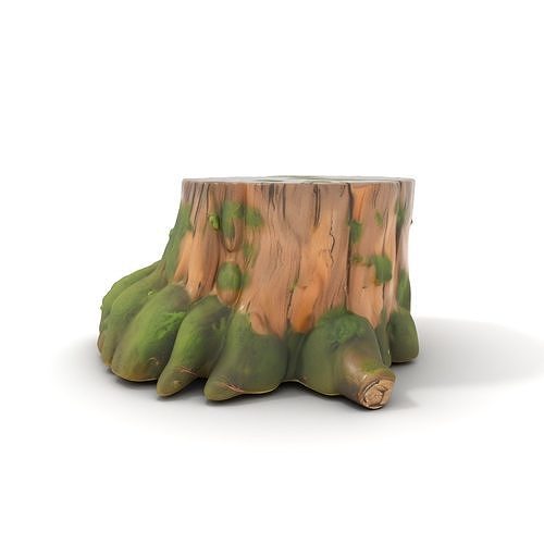 Mossy Tree Stump model pack with natural textures Low-poly 3D model