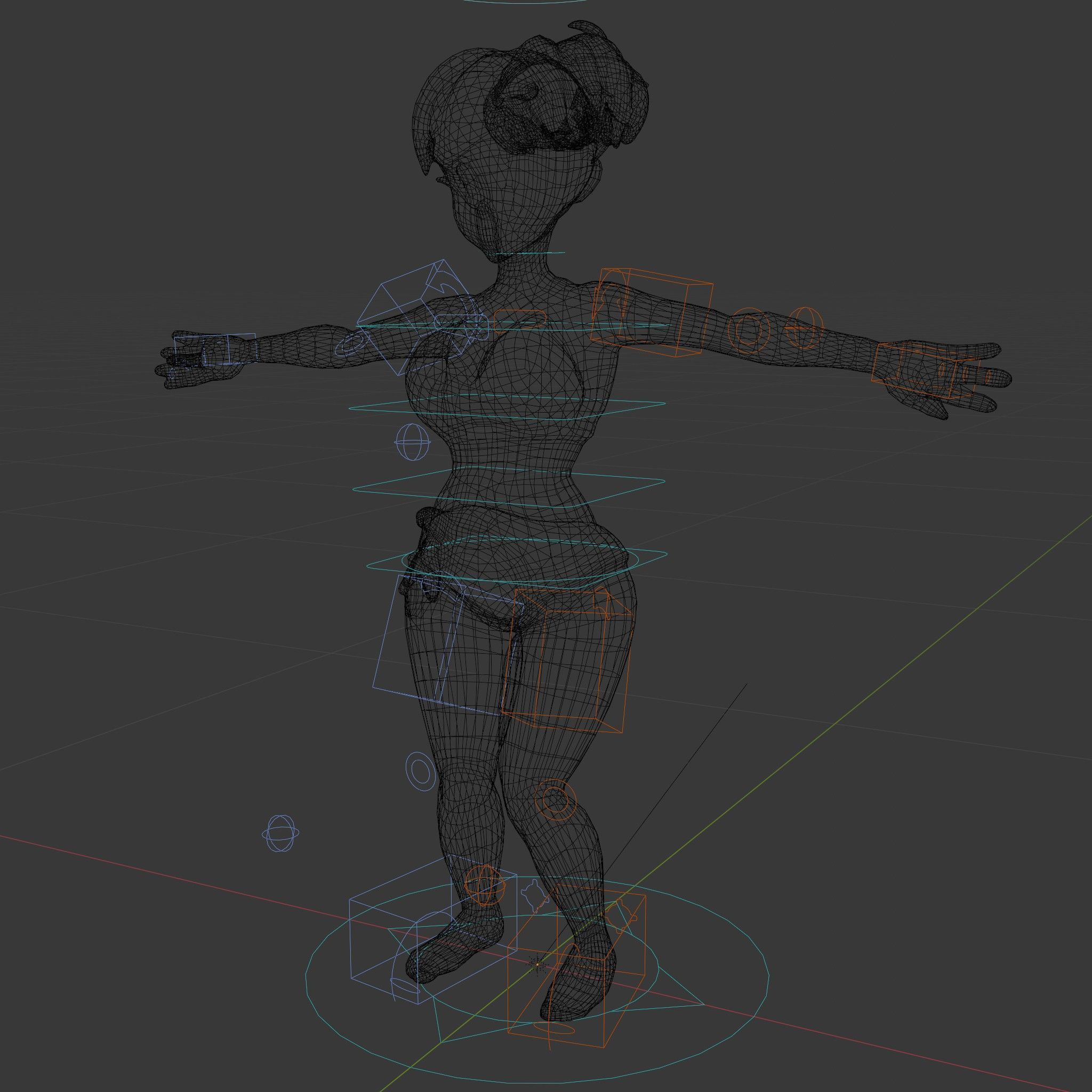 Stylized Beach Heroine Character Rigged and Animated Low-poly 3D model_5