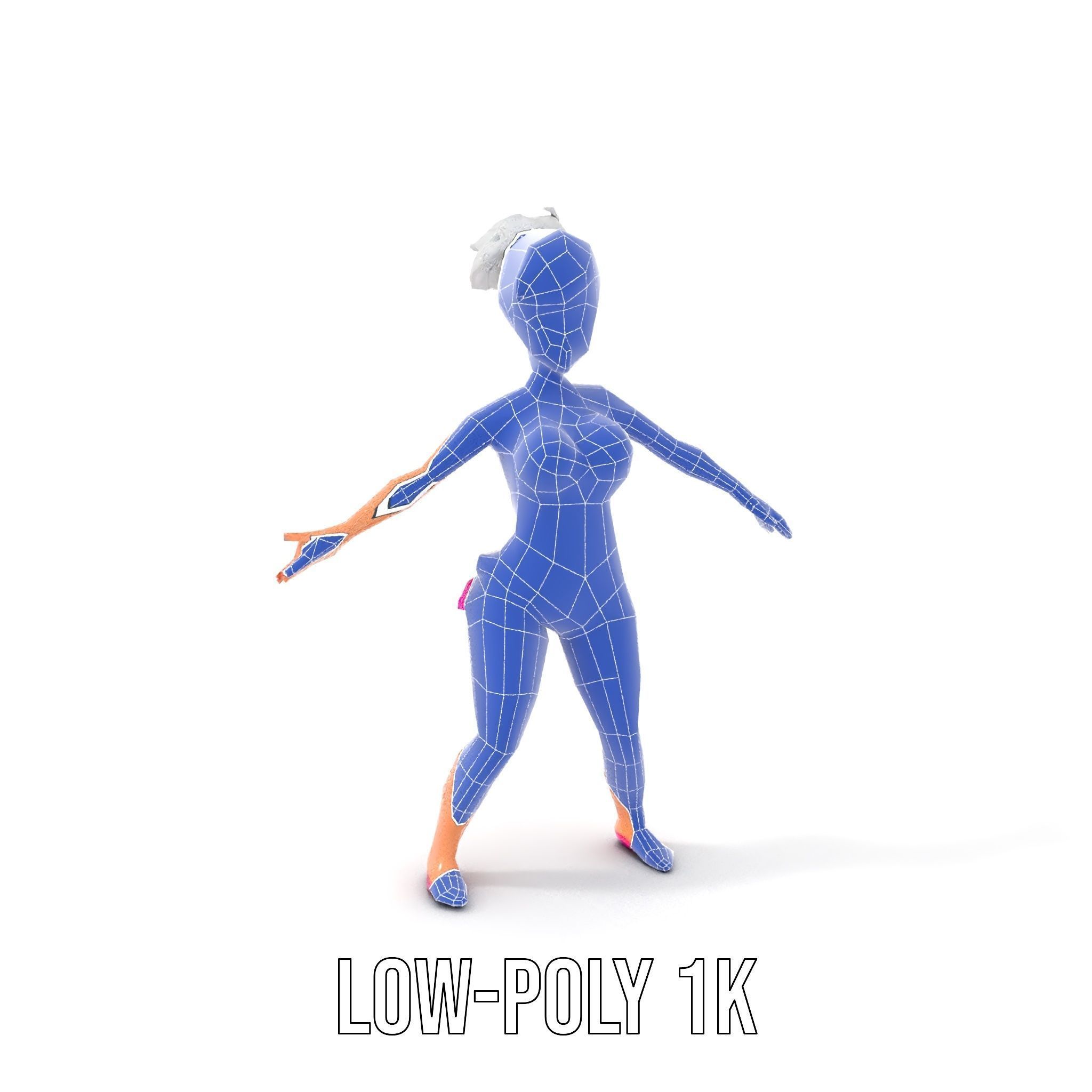 Stylized Beach Heroine Character Rigged and Animated Low-poly 3D model_7