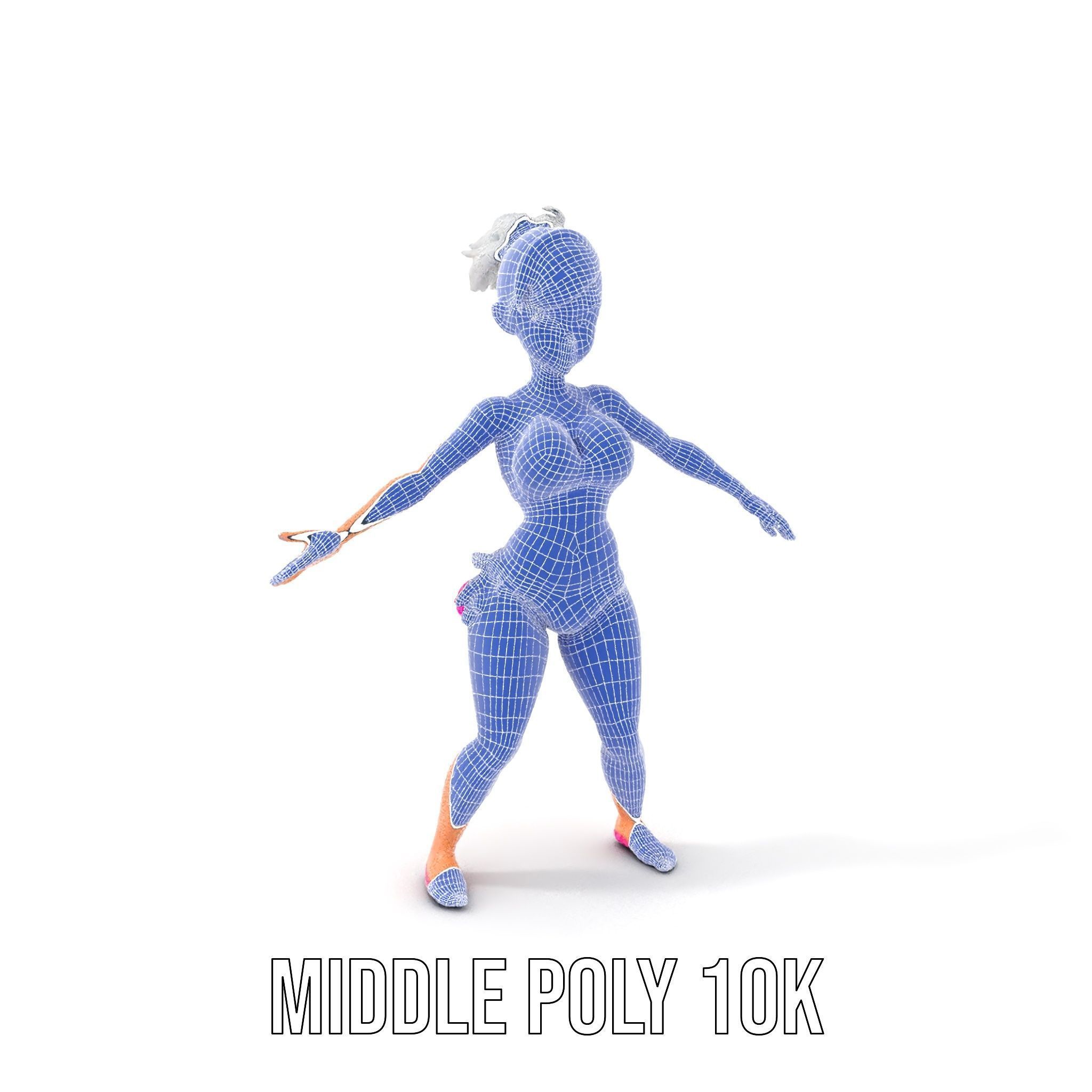 Stylized Beach Heroine Character Rigged and Animated Low-poly 3D model_32