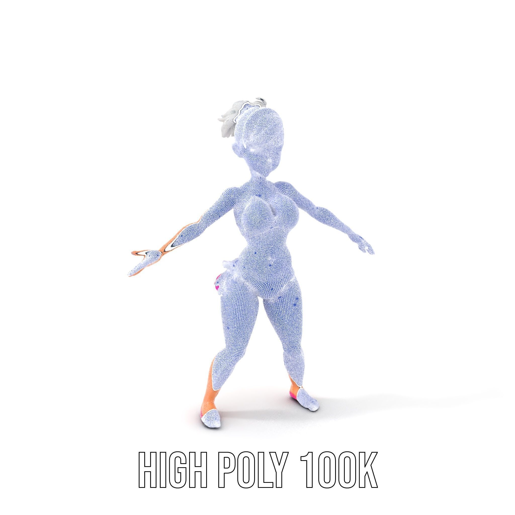 Stylized Beach Heroine Character Rigged and Animated Low-poly 3D model_4