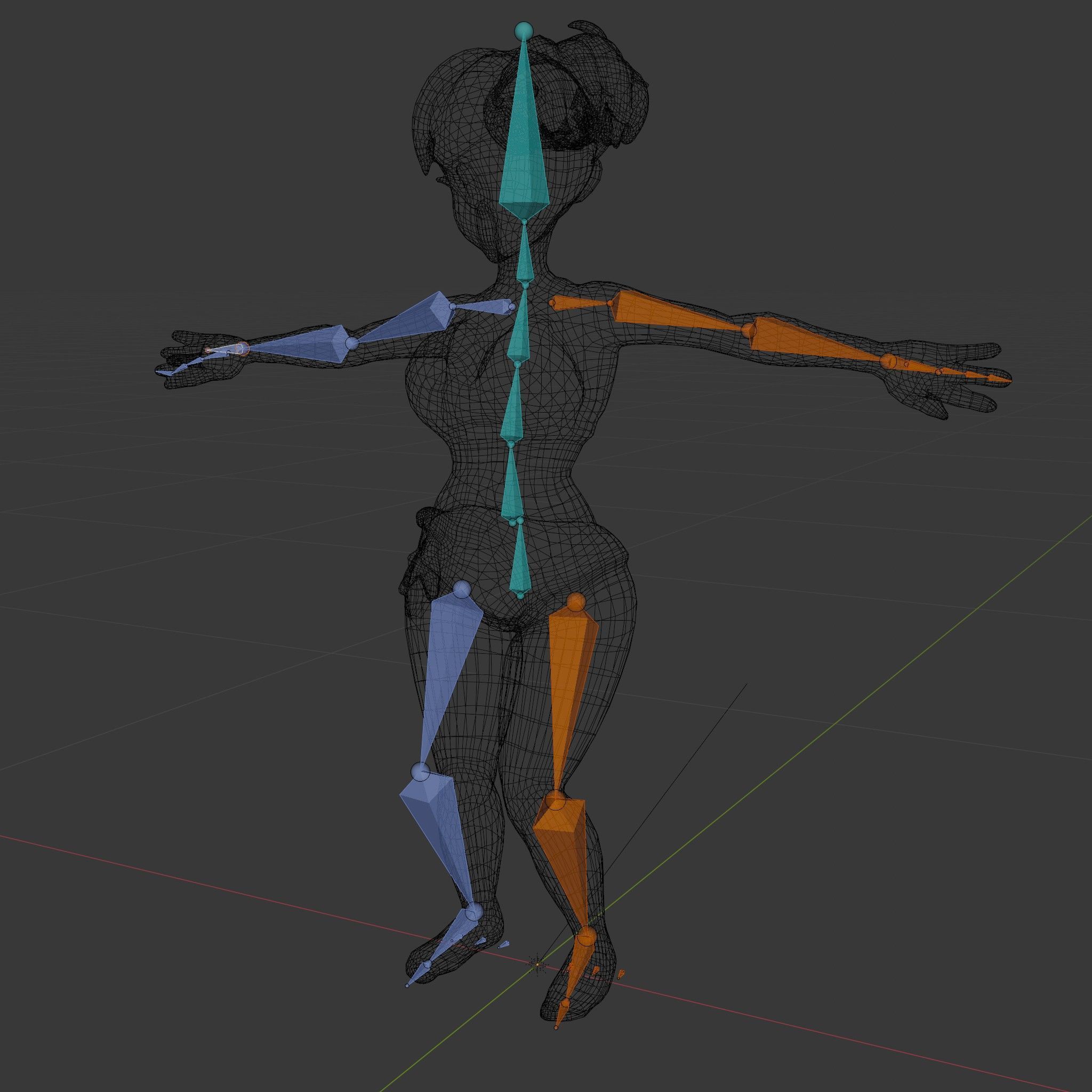 Stylized Beach Heroine Character Rigged and Animated Low-poly 3D model_6