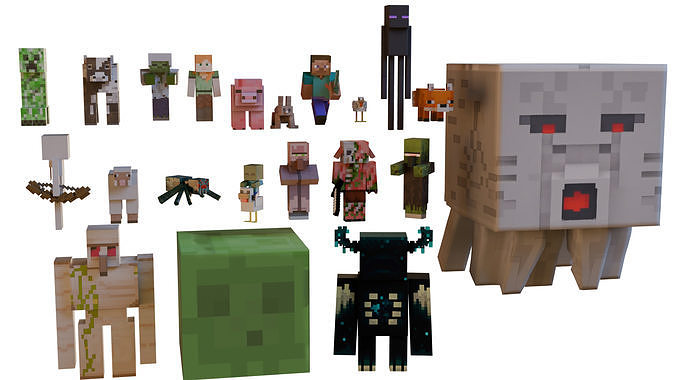 Minecraft Characters 3D Model Pack - Game Ready - 3D Print Ready 3D model
