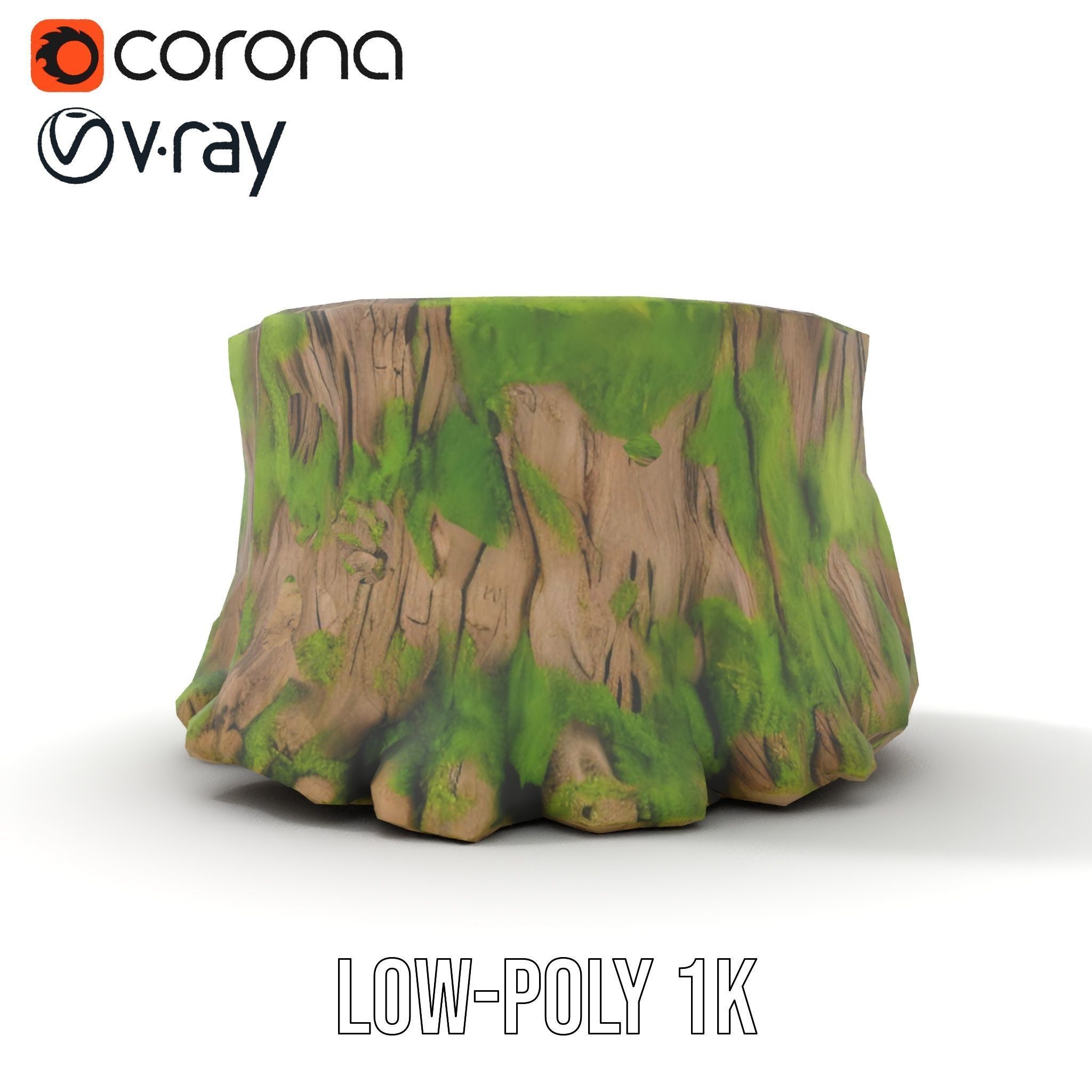 Mossy Tree Stump model pack with realistic textures Low-poly 3D model_30