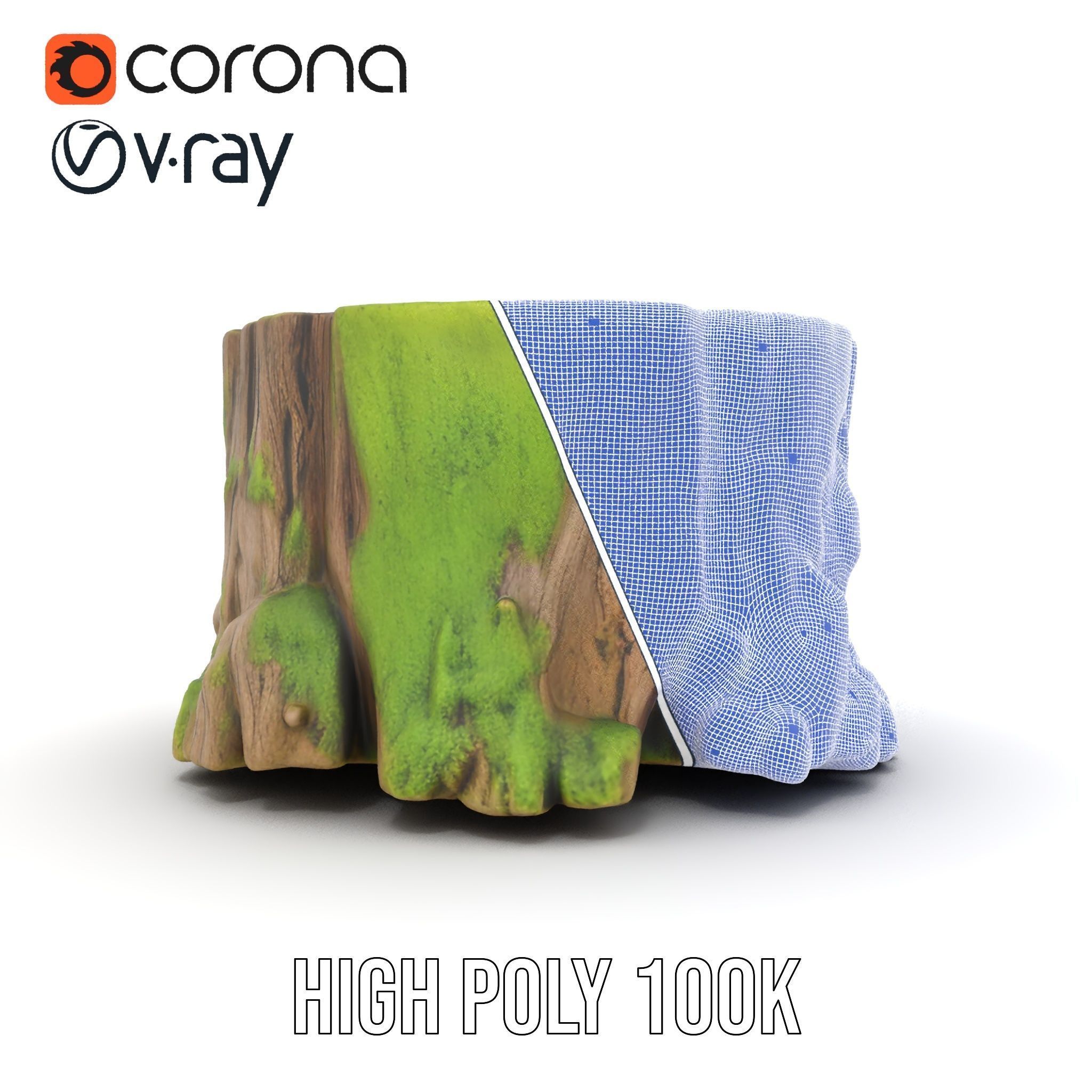 Mossy Tree Stump model pack with realistic textures Low-poly 3D model_34