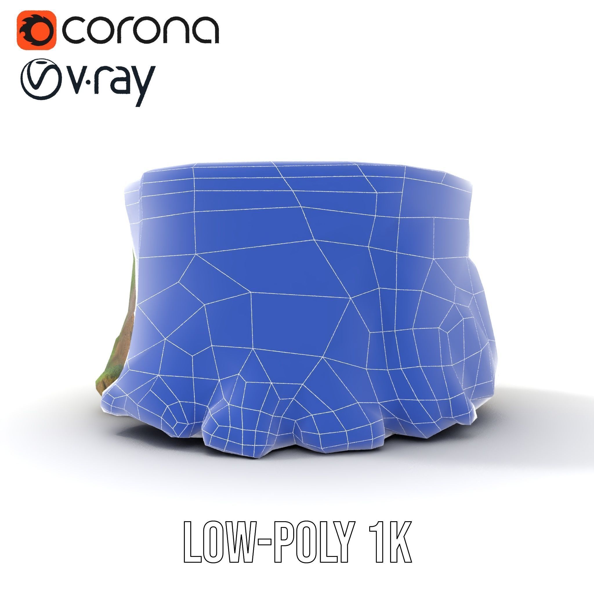 Mossy Tree Stump model pack with realistic textures Low-poly 3D model_25