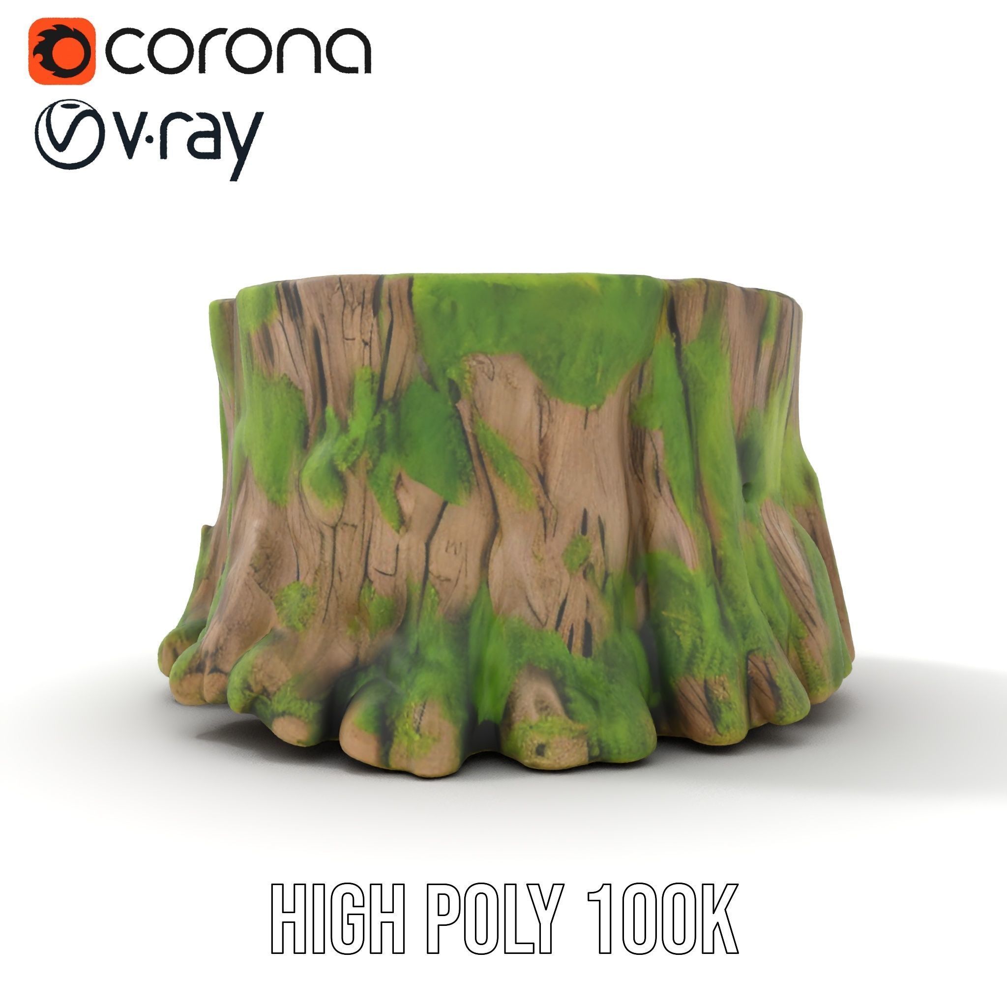 Mossy Tree Stump model pack with realistic textures Low-poly 3D model_23