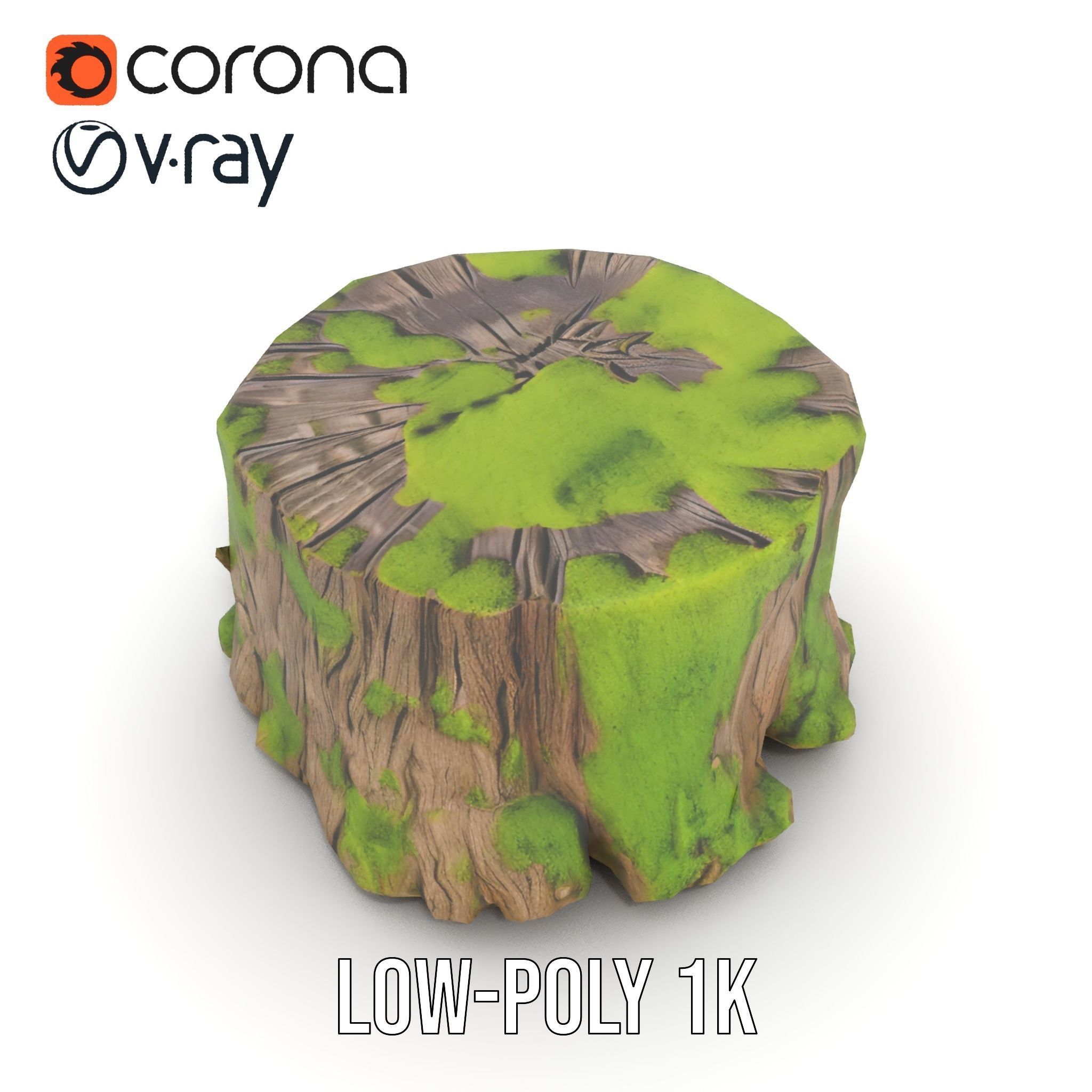 Mossy Tree Stump model pack with realistic textures Low-poly 3D model_19
