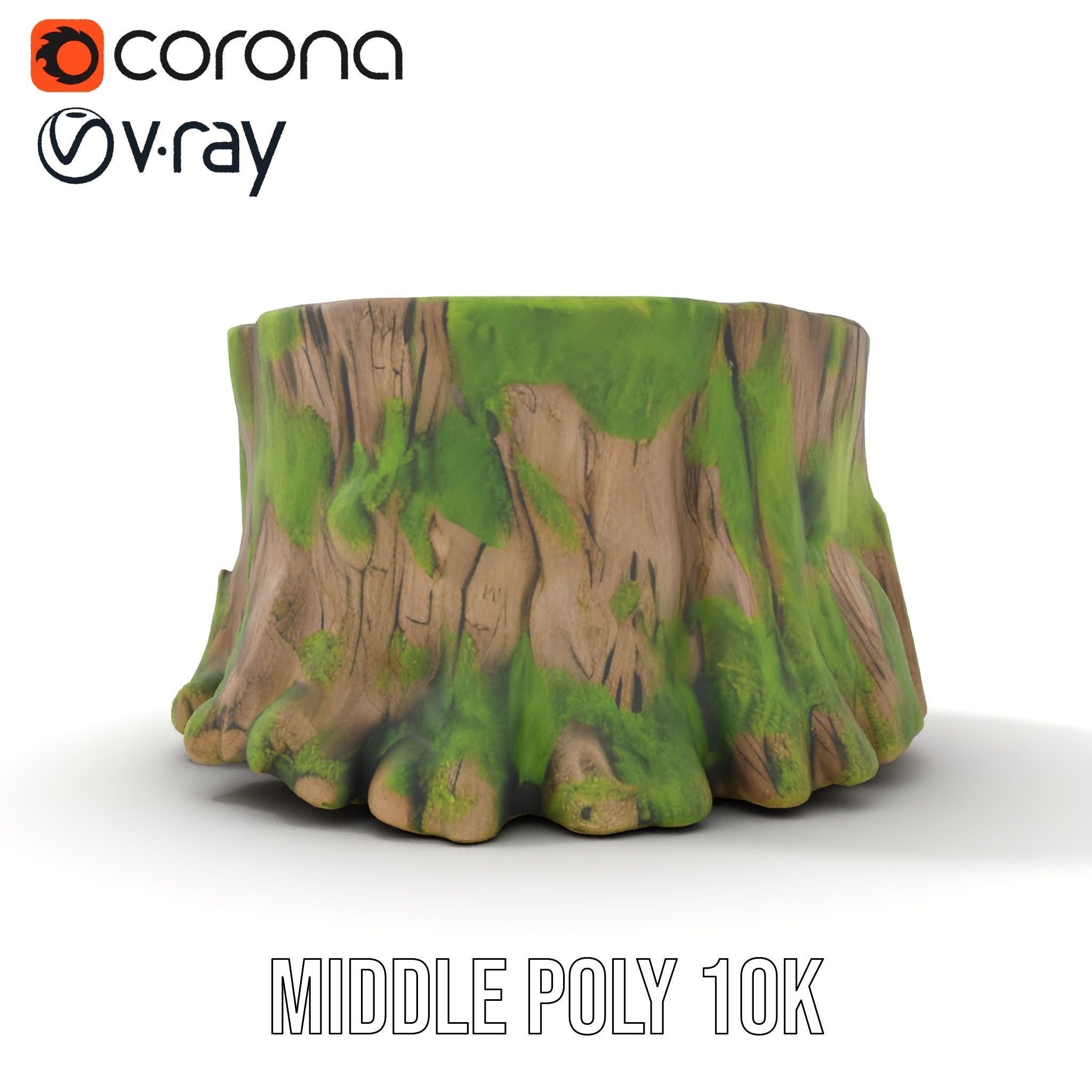 Mossy Tree Stump model pack with realistic textures Low-poly 3D model_13
