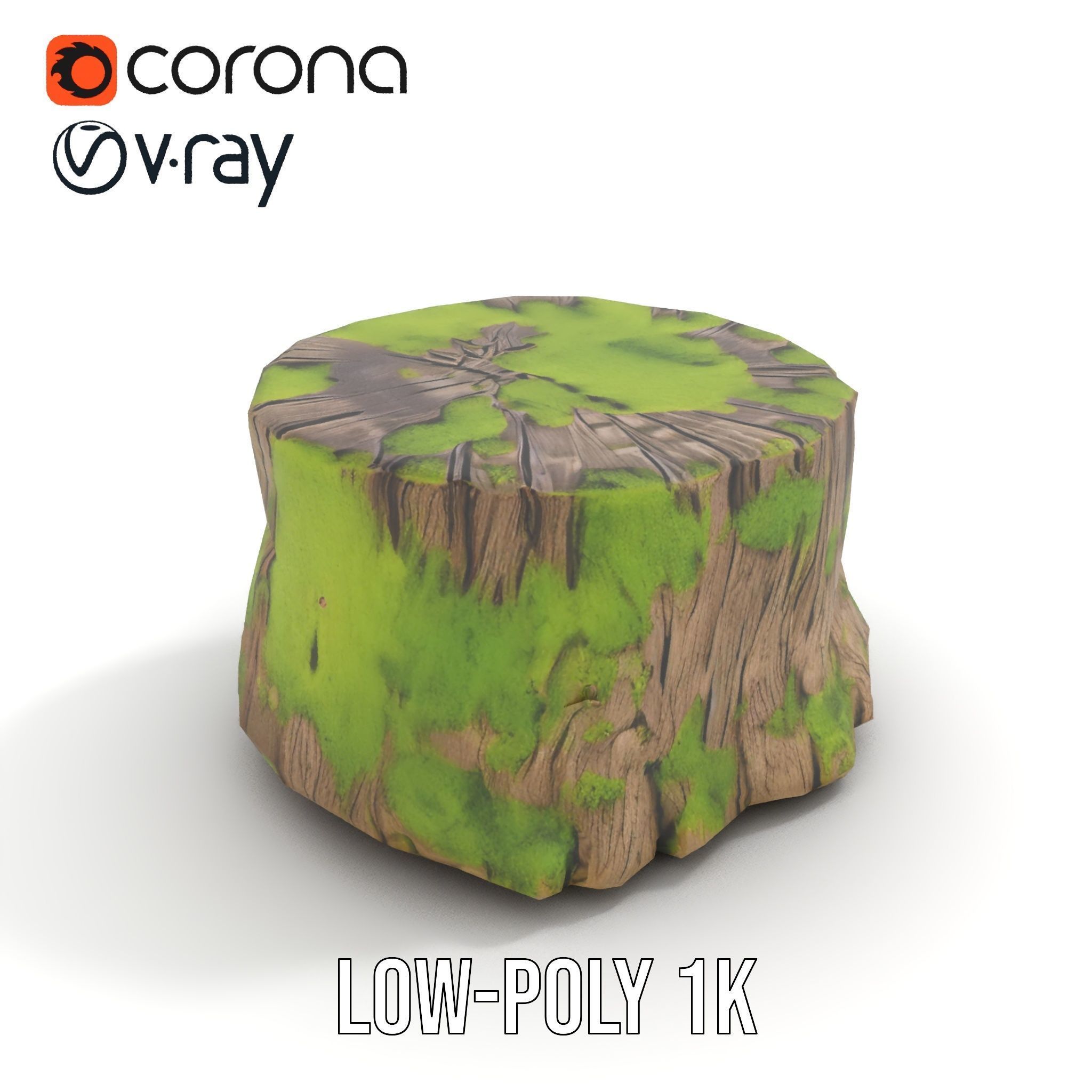 Mossy Tree Stump model pack with realistic textures Low-poly 3D model_14