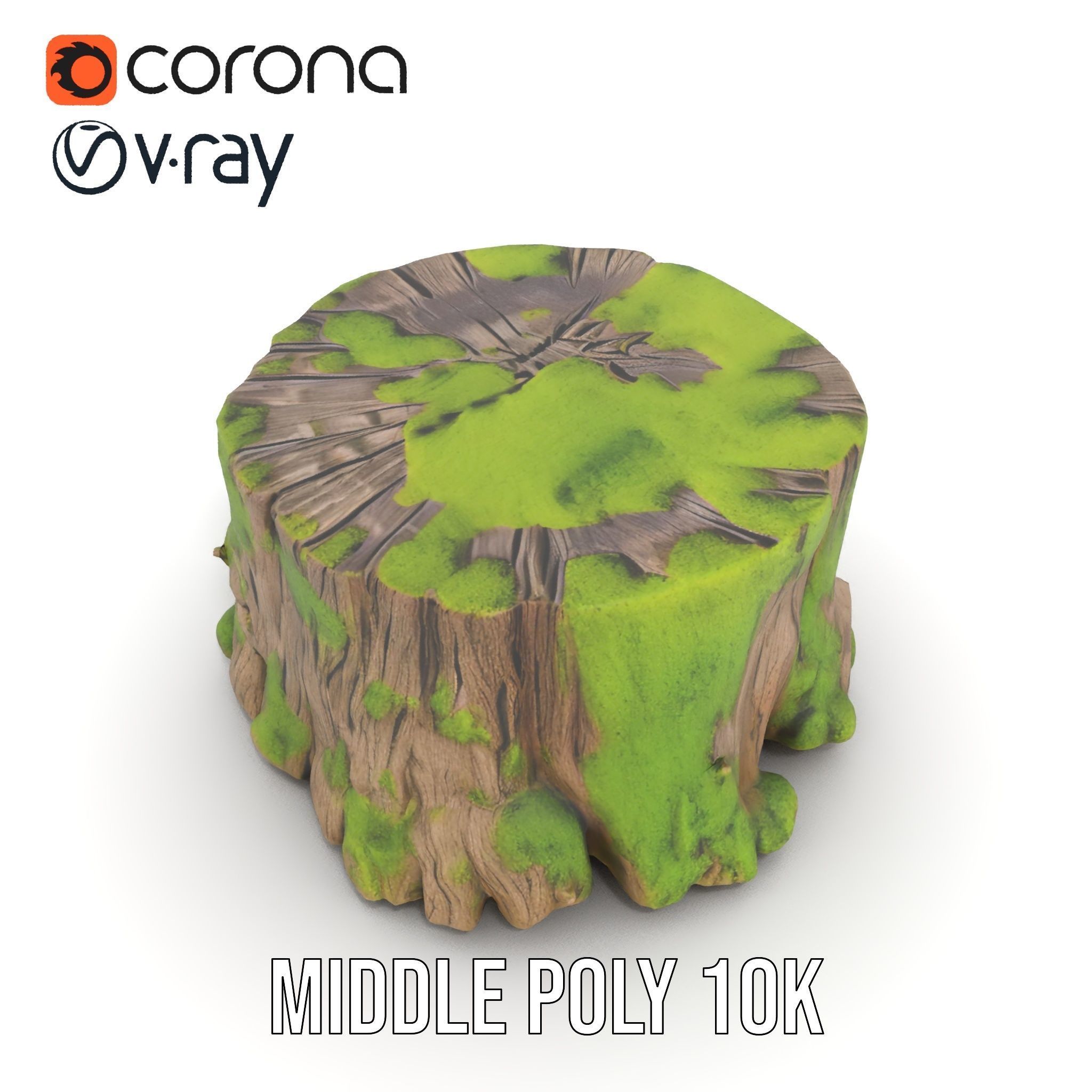 Mossy Tree Stump model pack with realistic textures Low-poly 3D model_18