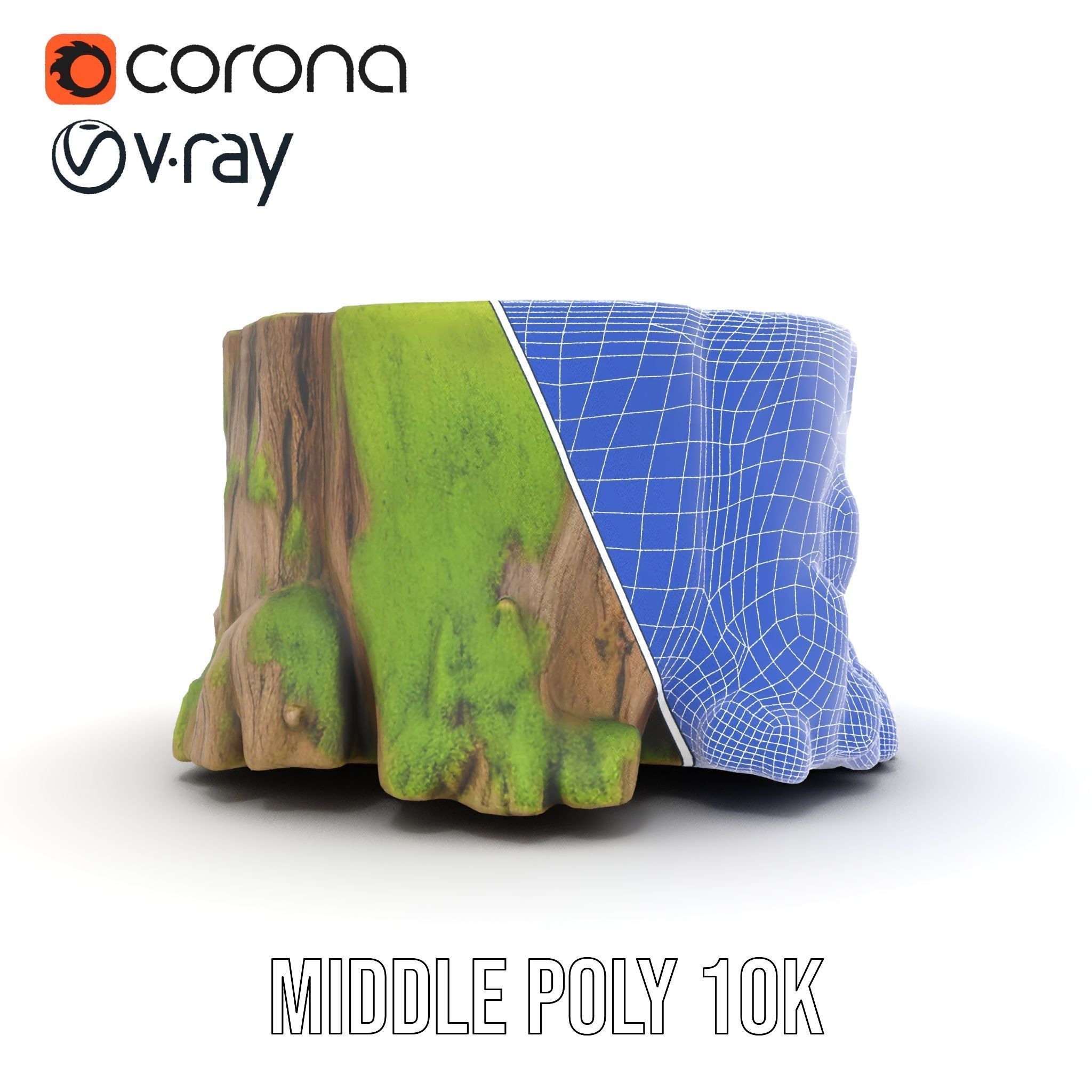 Mossy Tree Stump model pack with realistic textures Low-poly 3D model_27