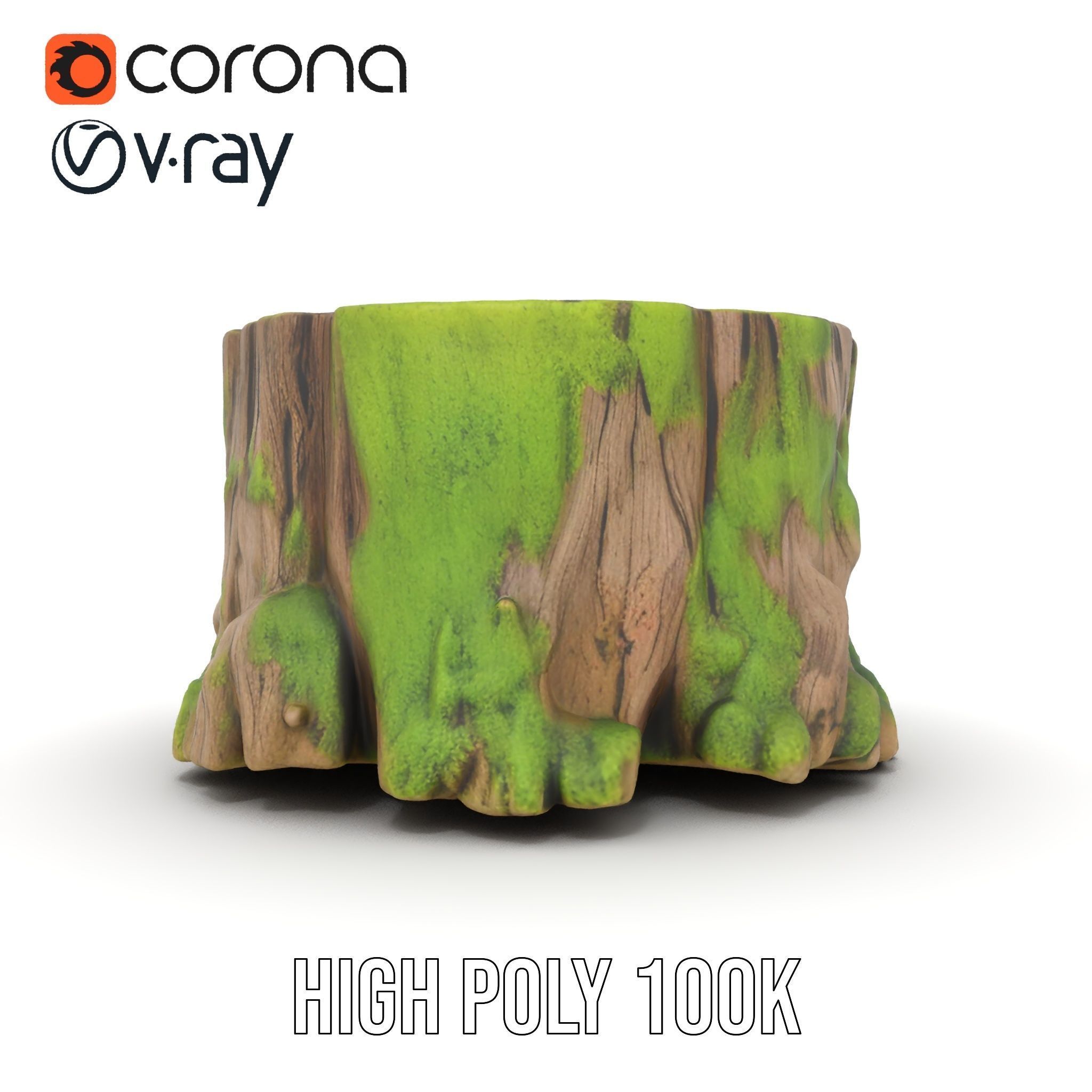 Mossy Tree Stump model pack with realistic textures Low-poly 3D model_26