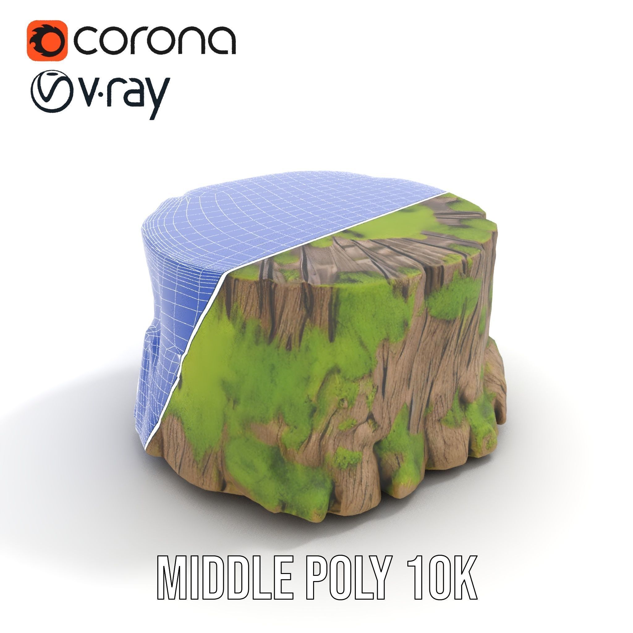 Mossy Tree Stump model pack with realistic textures Low-poly 3D model_5