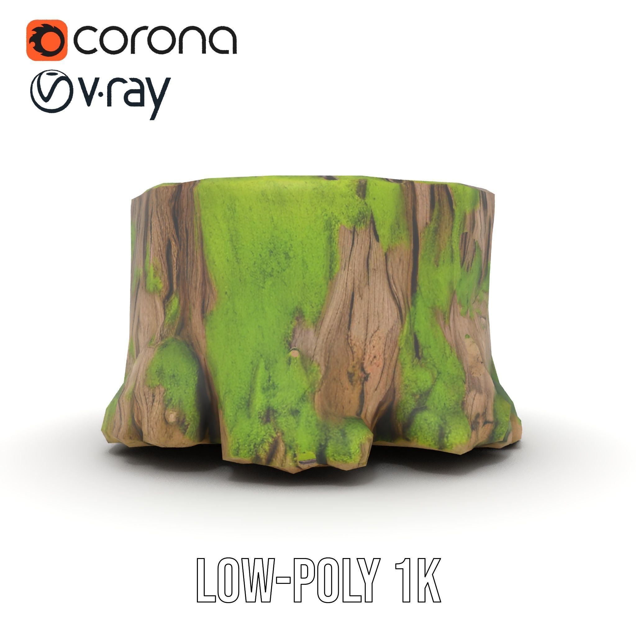 Mossy Tree Stump model pack with realistic textures Low-poly 3D model_17