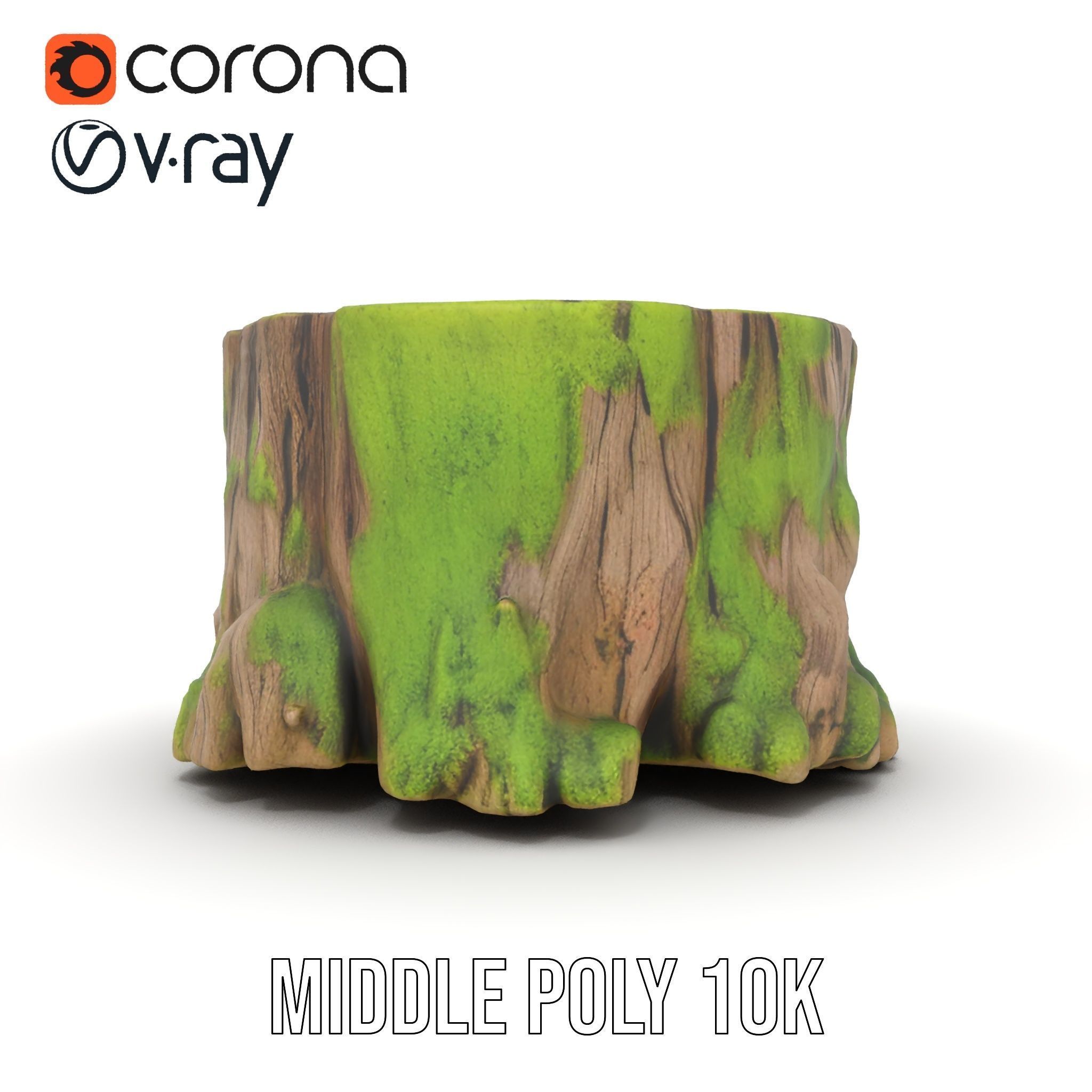 Mossy Tree Stump model pack with realistic textures Low-poly 3D model_16