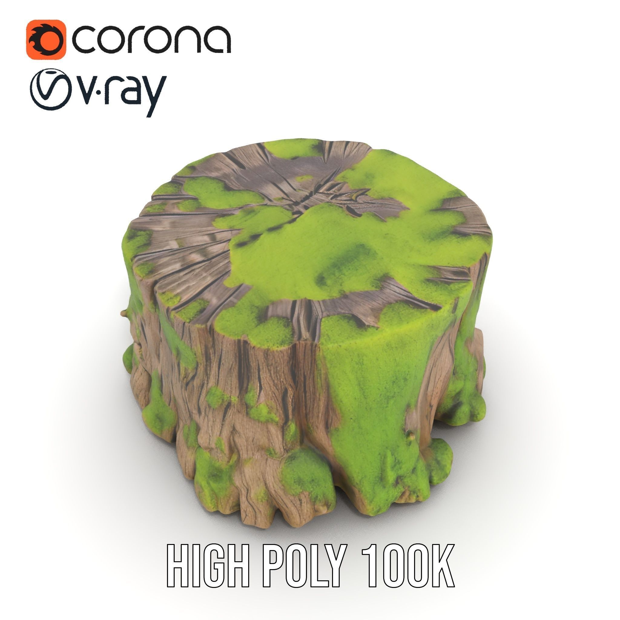 Mossy Tree Stump model pack with realistic textures Low-poly 3D model_20