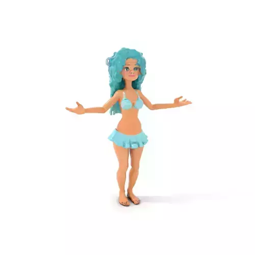 Aquatic Fantasy Girl Rigged and Animated
