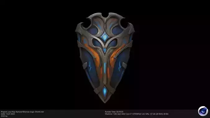 Low Poly Stylized Ethereal Aegis Shield