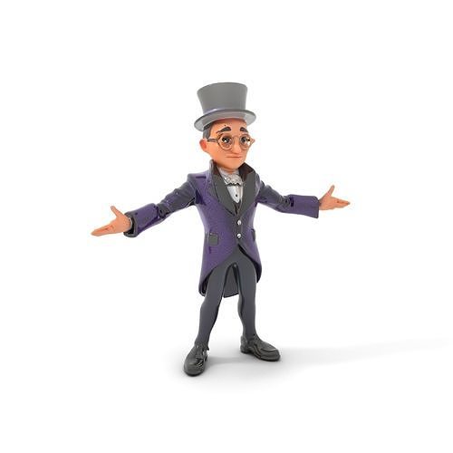 Dapper Showman Character Rigged and Animated Model Low-poly 3D model