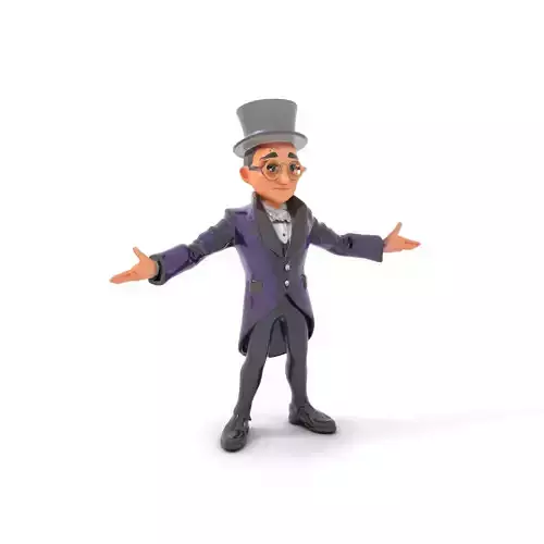 Dapper Showman Character Rigged and Animated Model Low-poly 3D model
