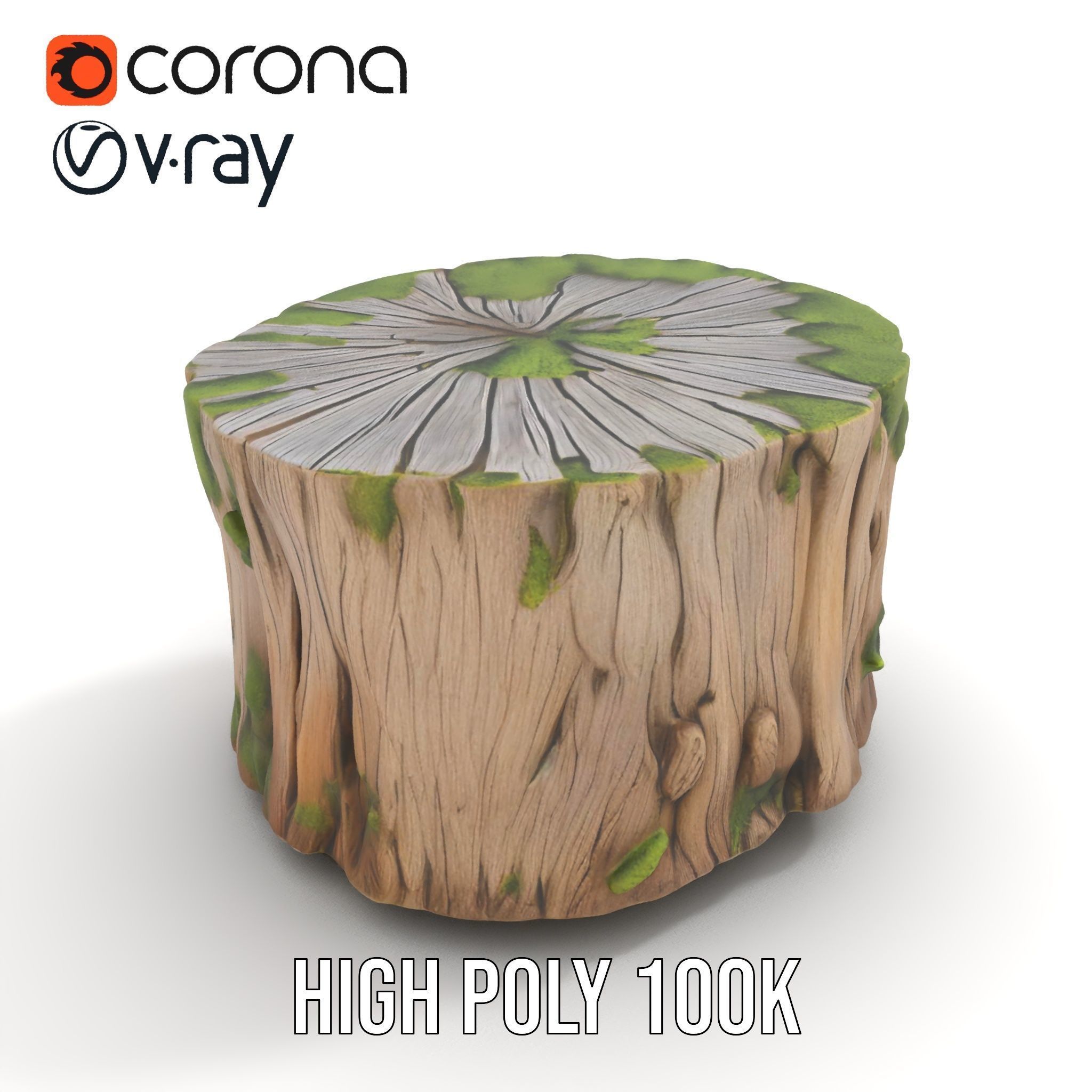 Mossy Tree Stump Model Pack Low-poly 3D model_15